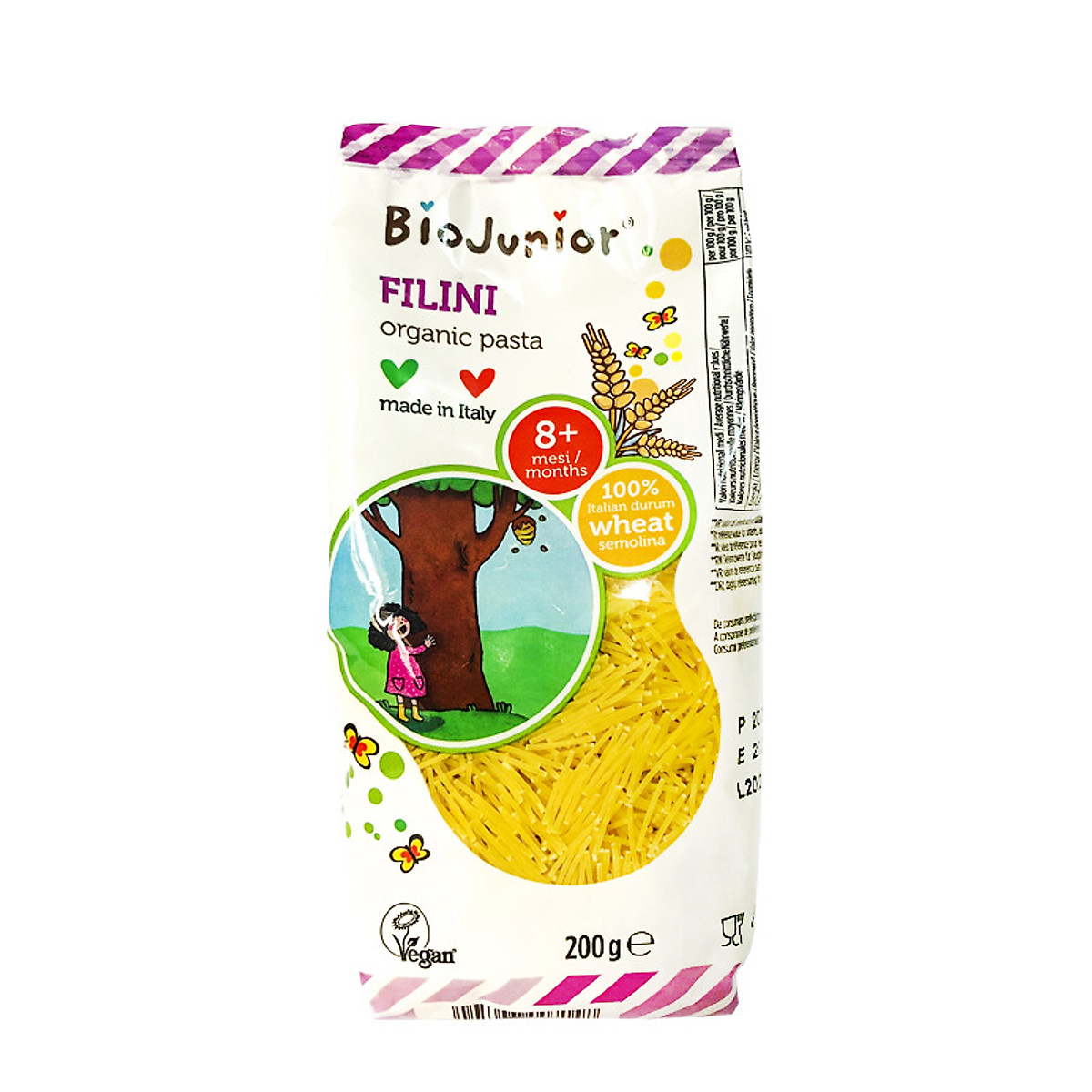 Mì nui ăn dặm hữu cơ cho bé Bio Junior 200g