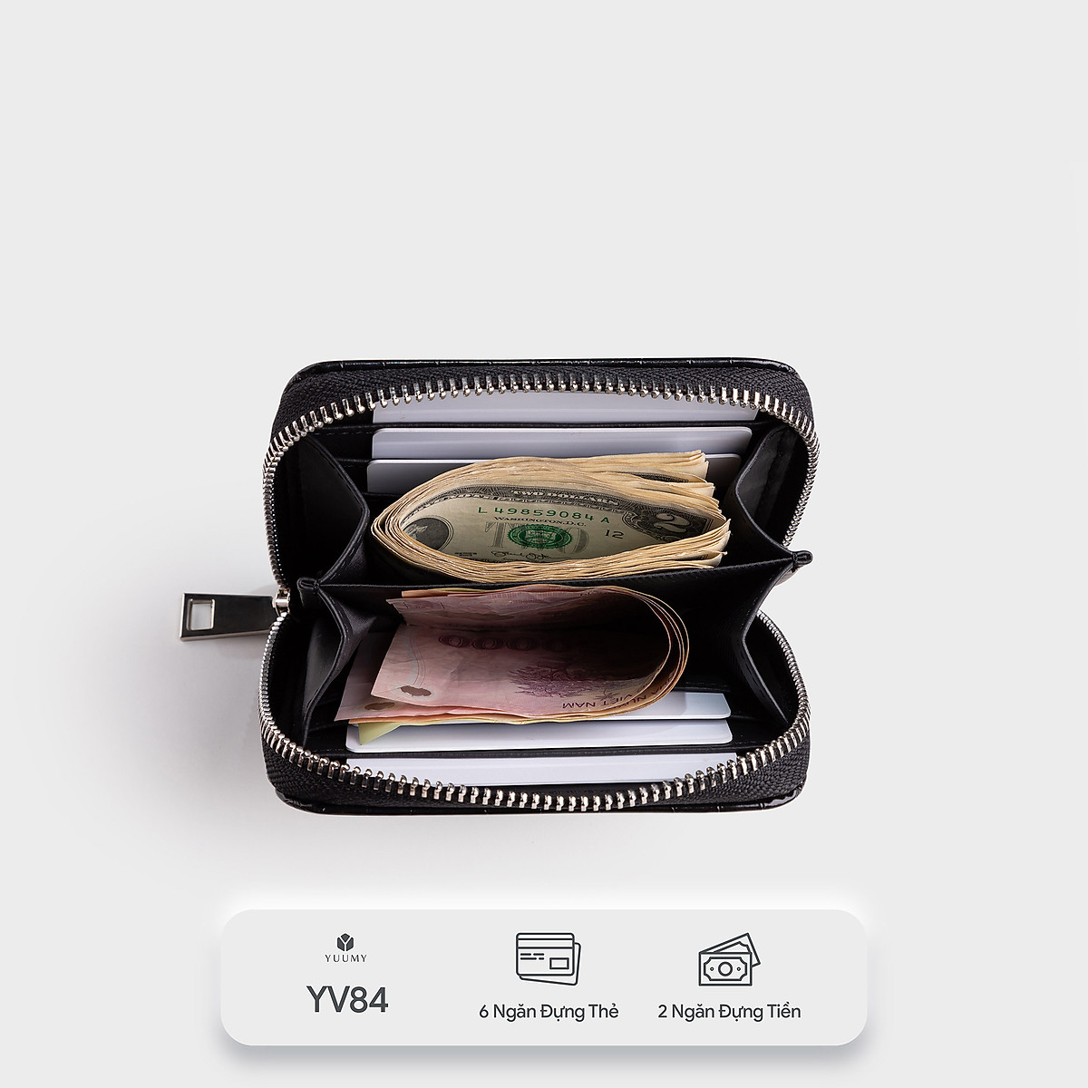 Ví da nữ cầm tay mini khóa kéo Yuumy YV84