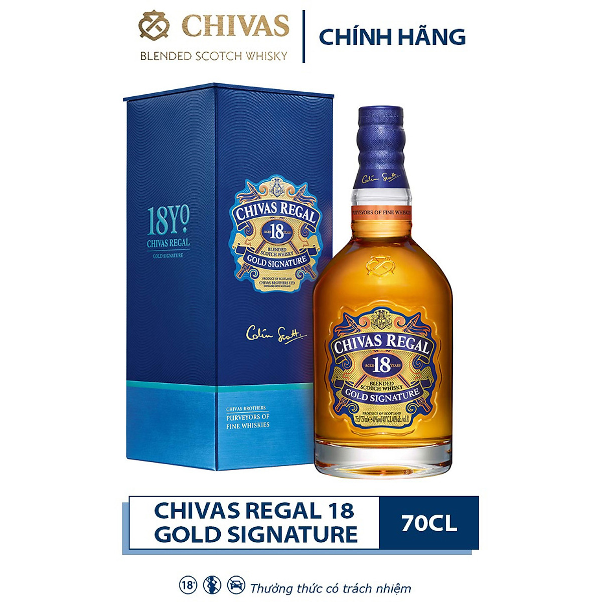 {Freeship 50K} Rượu Whisky Chivas Regal 18YO 700ML kèm hộp