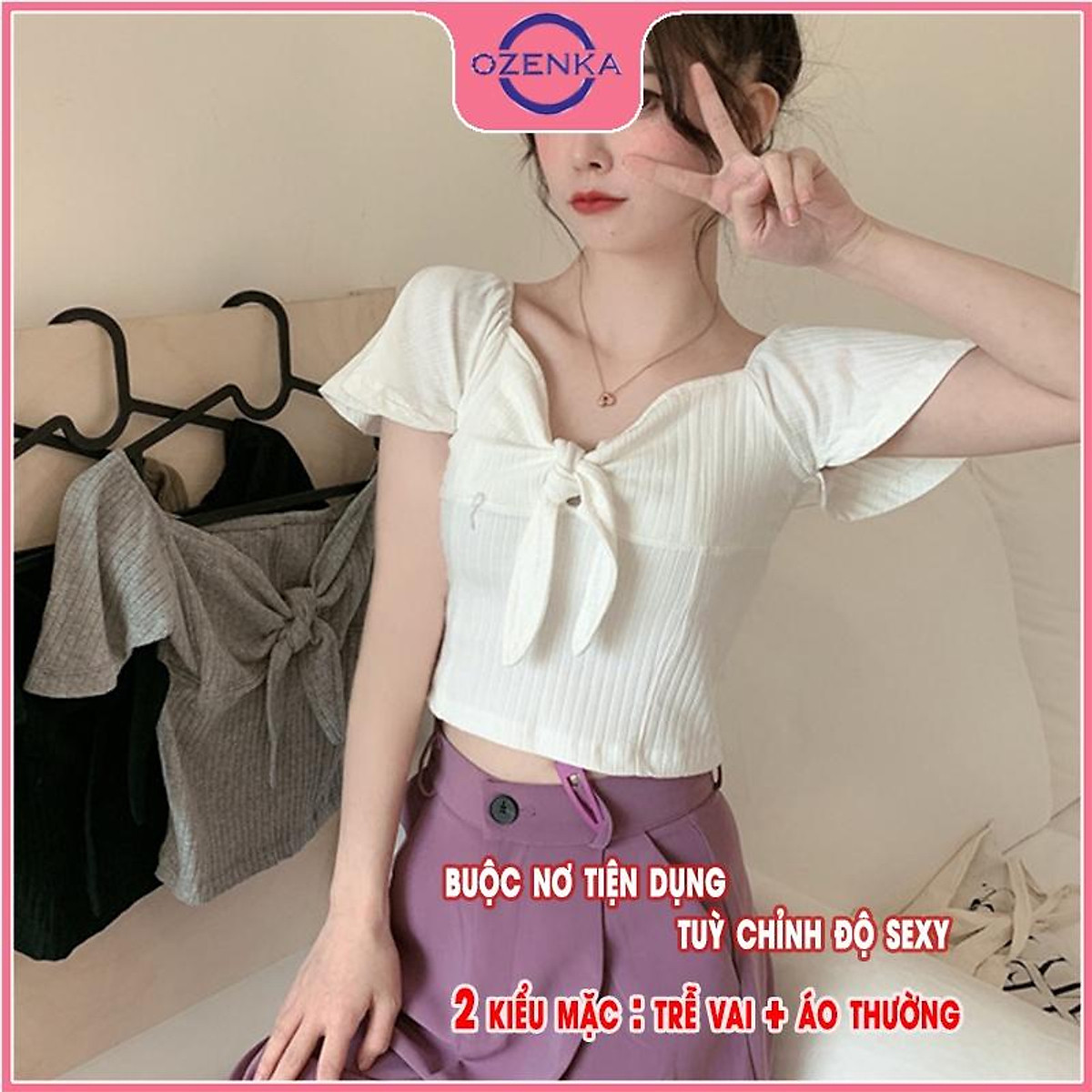 Áo Croptop Ngắn Tay Cánh Tiên Nữ, Áo Thun Ôm Trễ Vai Gợi Cảm Nữ Tính