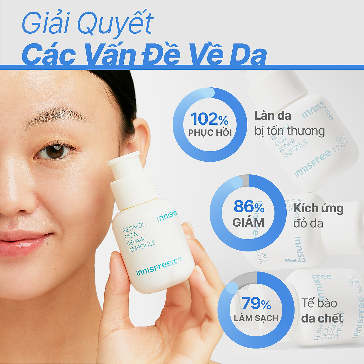 Serum Kiểm Soát Dầu Mụn Cho Da Láng Mịn INNISFREE Retinol Cica Repair Ampoule 30mL