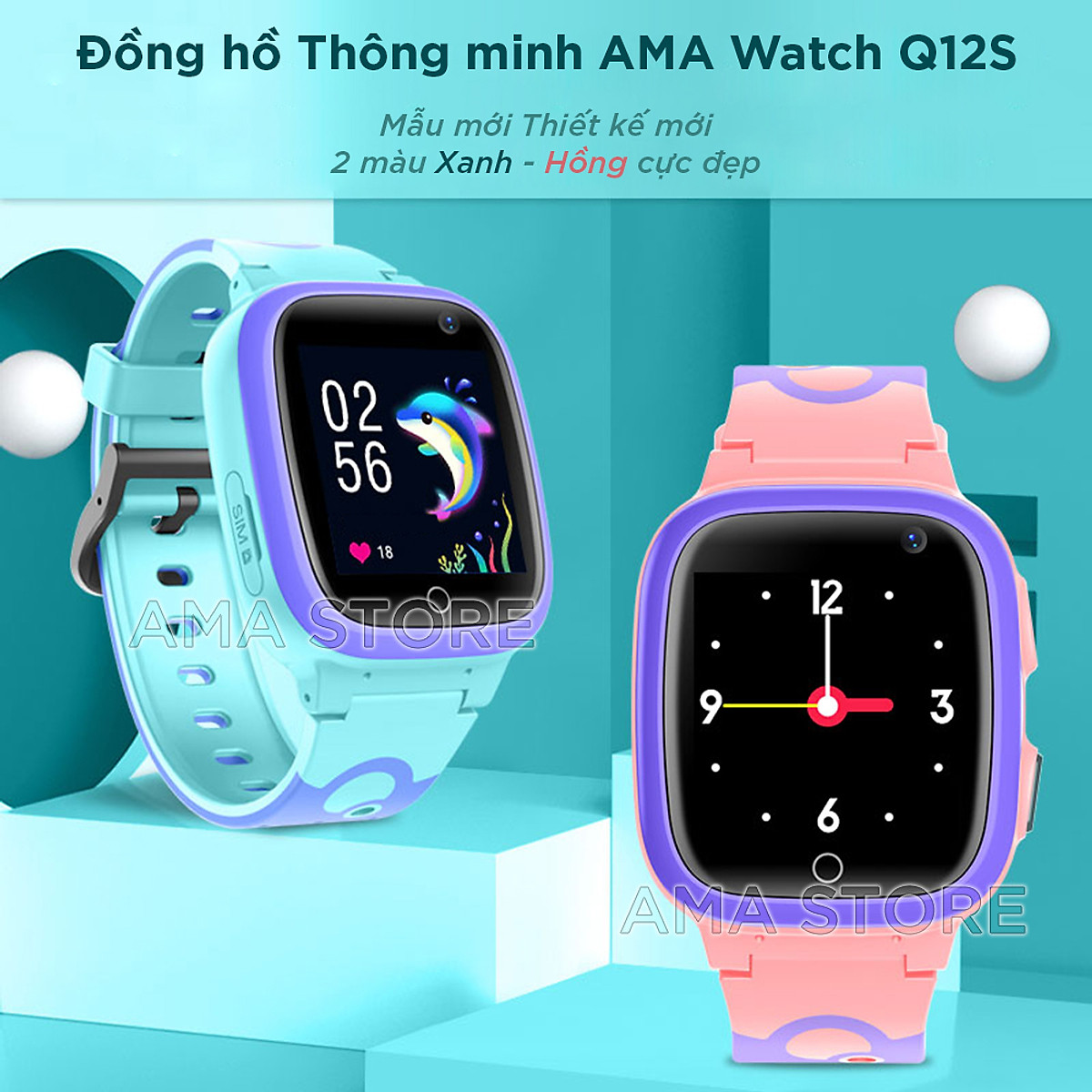 Đồng Hồ Thông Minh Trẻ em AMA Q12S Model MỚI nhất ra mắt tháng 12/2021 - Hàng nhập khẩu