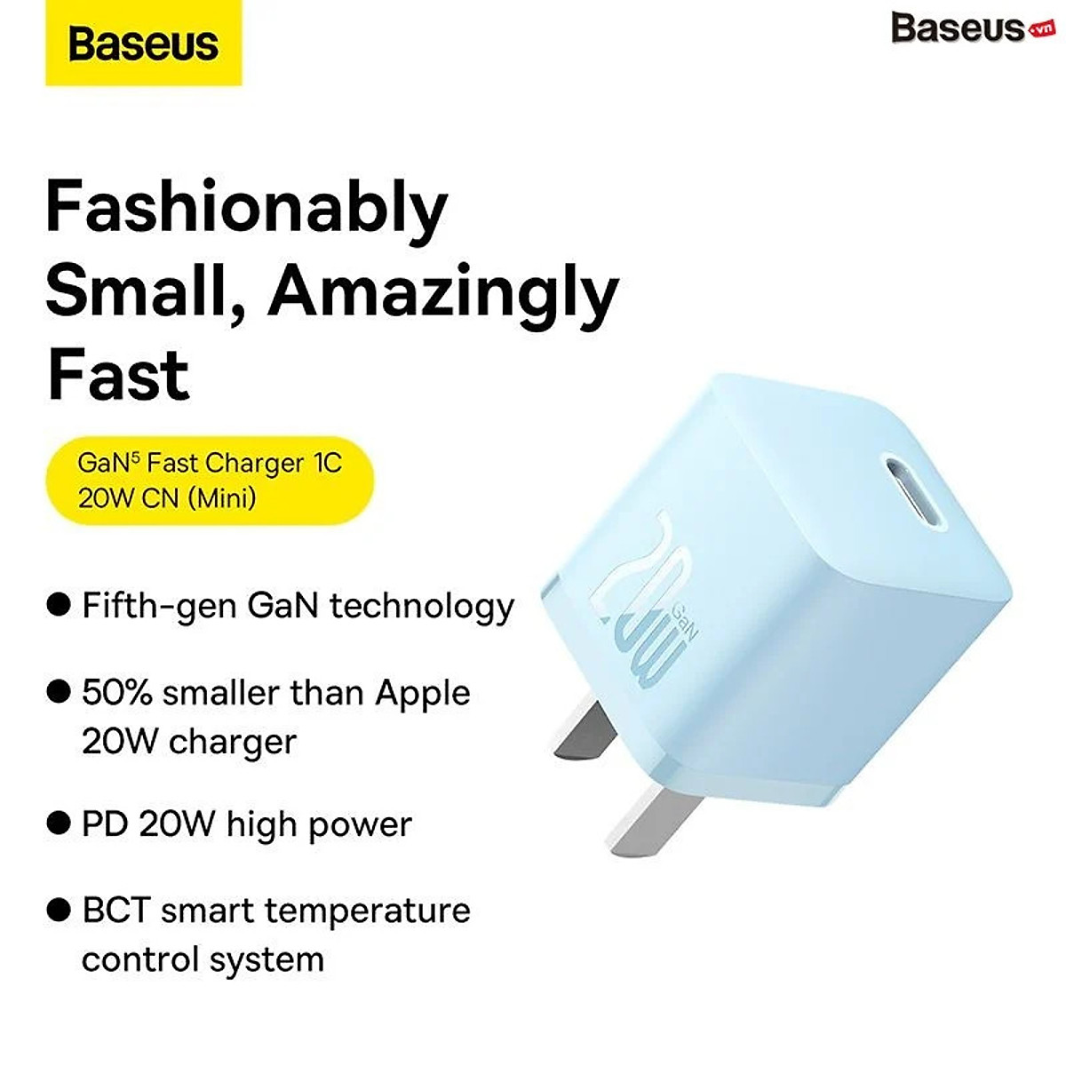 Bộ Sạc Nhanh 20W Baseus GaN5 Fast Charger 1C cho iPhone/Samsung (PD/ QC Multi Quick Charge Support, Smart Protect) - Hàng chính hãng