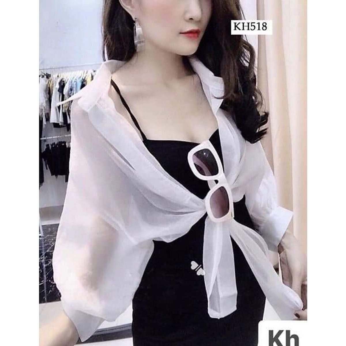 Set váy 2 dây body & áo sơ mi choàng