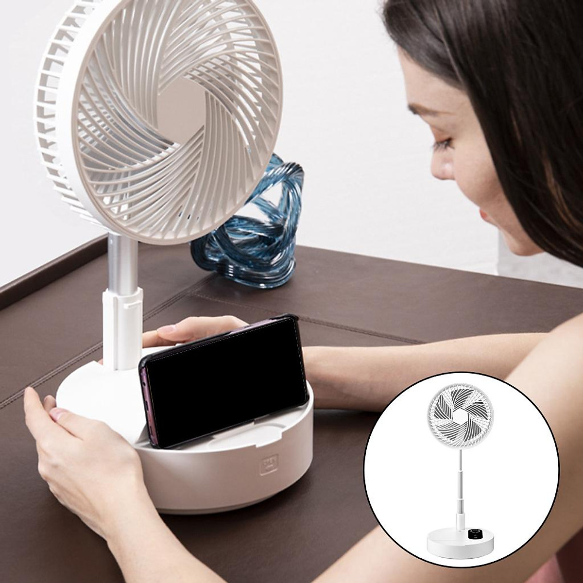 Mua Silent Folding Table Fan Remote Control 4000mAh Battery for Outdoor  Office tại Magideal2