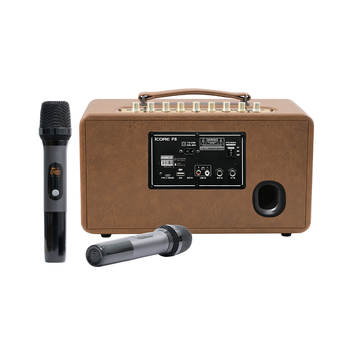 Bộ Loa Karaoke xách tay iCore P8 kèm 02 micro - Hàng Chính Hãng