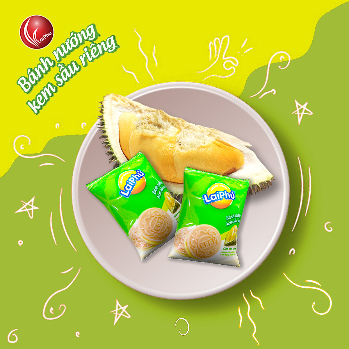 Bánh Cookies Lai Phú Kem Sầu Riêng 210G