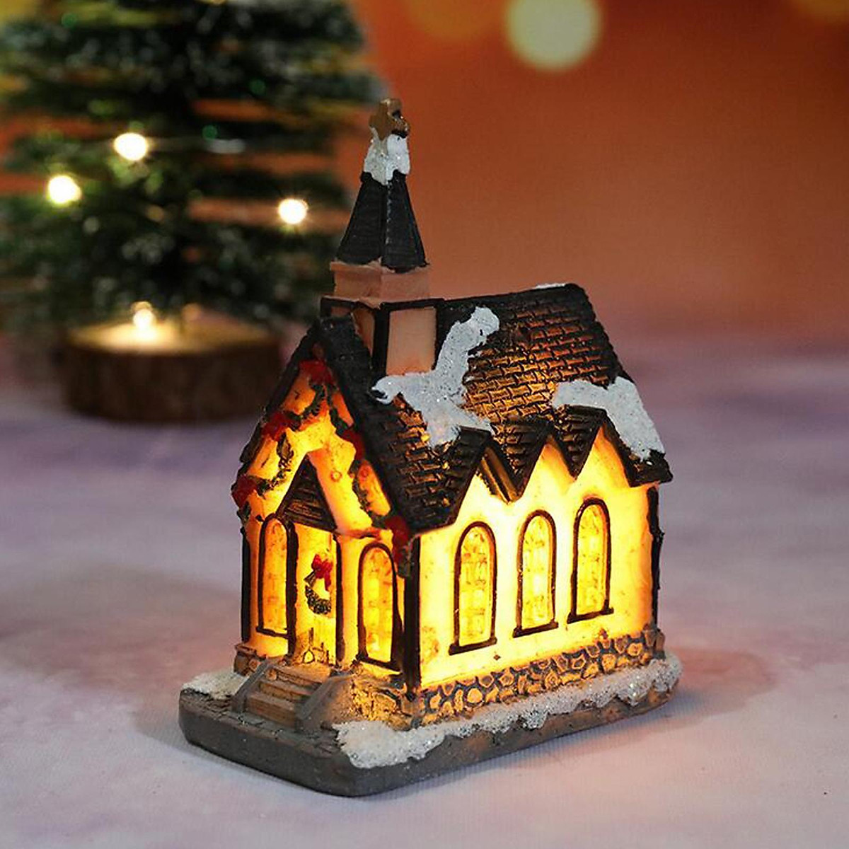 Mua 2PCS Light Up Christmas Decoration LED Miniature House Village ...