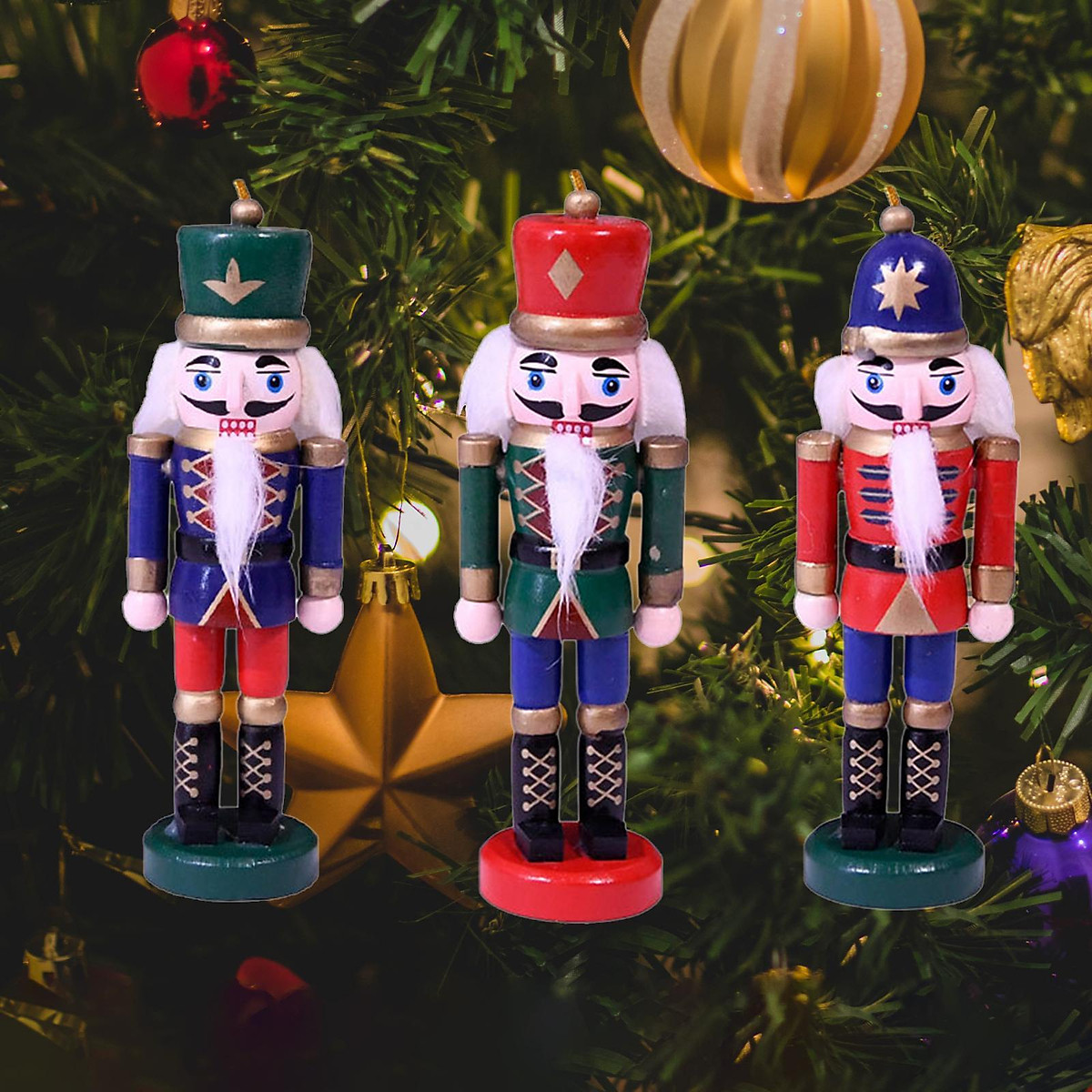 Mua 3x Small Wooden Nutcracker Soldier Christmas Nutcracker ...