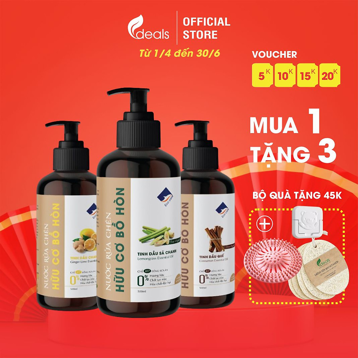 Nước rửa chén hữu cơ Bồ hòn Ecocare - 100% thực vật, không hóa ...