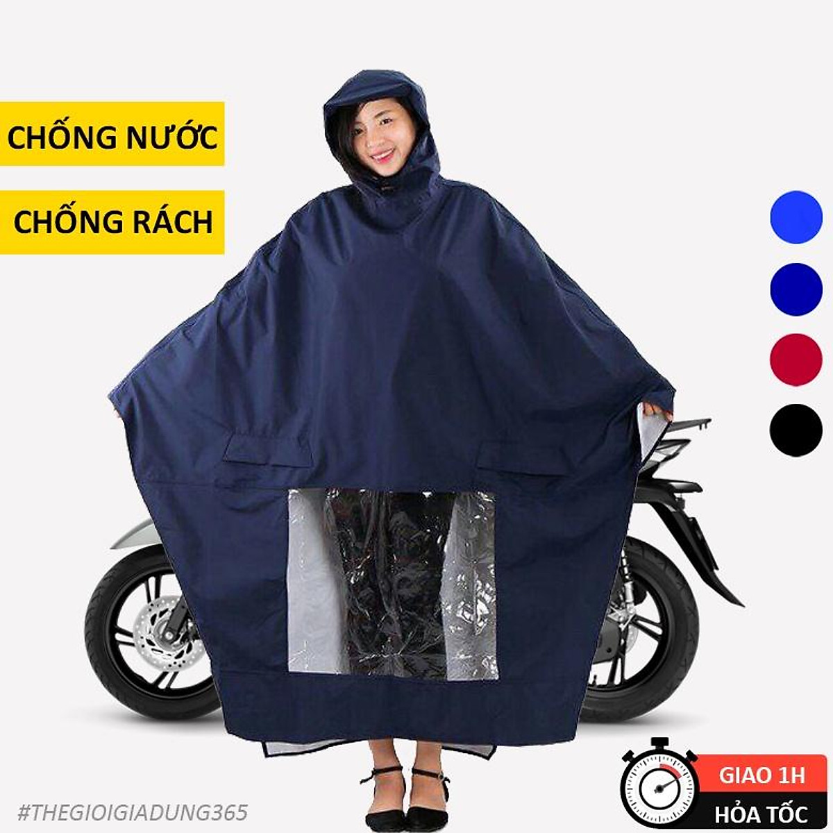 Áo Mưa Đi Xe Máy 1 Người, 2 Người Cánh Dơi Choàng Vải Dù Tổ Ống Áo Mưa Đi Xe Máy 1 Người, 2 Người Cánh Dơi Choàng Vải Dù Tổ Ống
