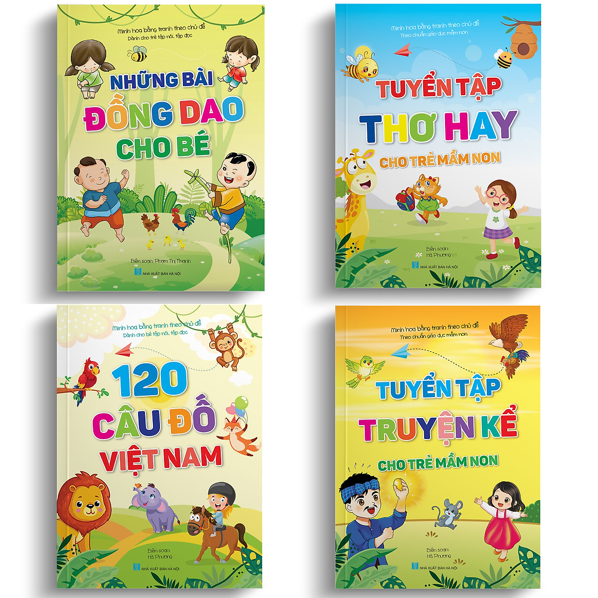 Full bộ 4 cuốn Truyện - Thơ - Đồng dao - Câu đố cho Trẻ mầm non (Giúp bé sáng dạ, thông minh, tập nói và đọc nhanh)