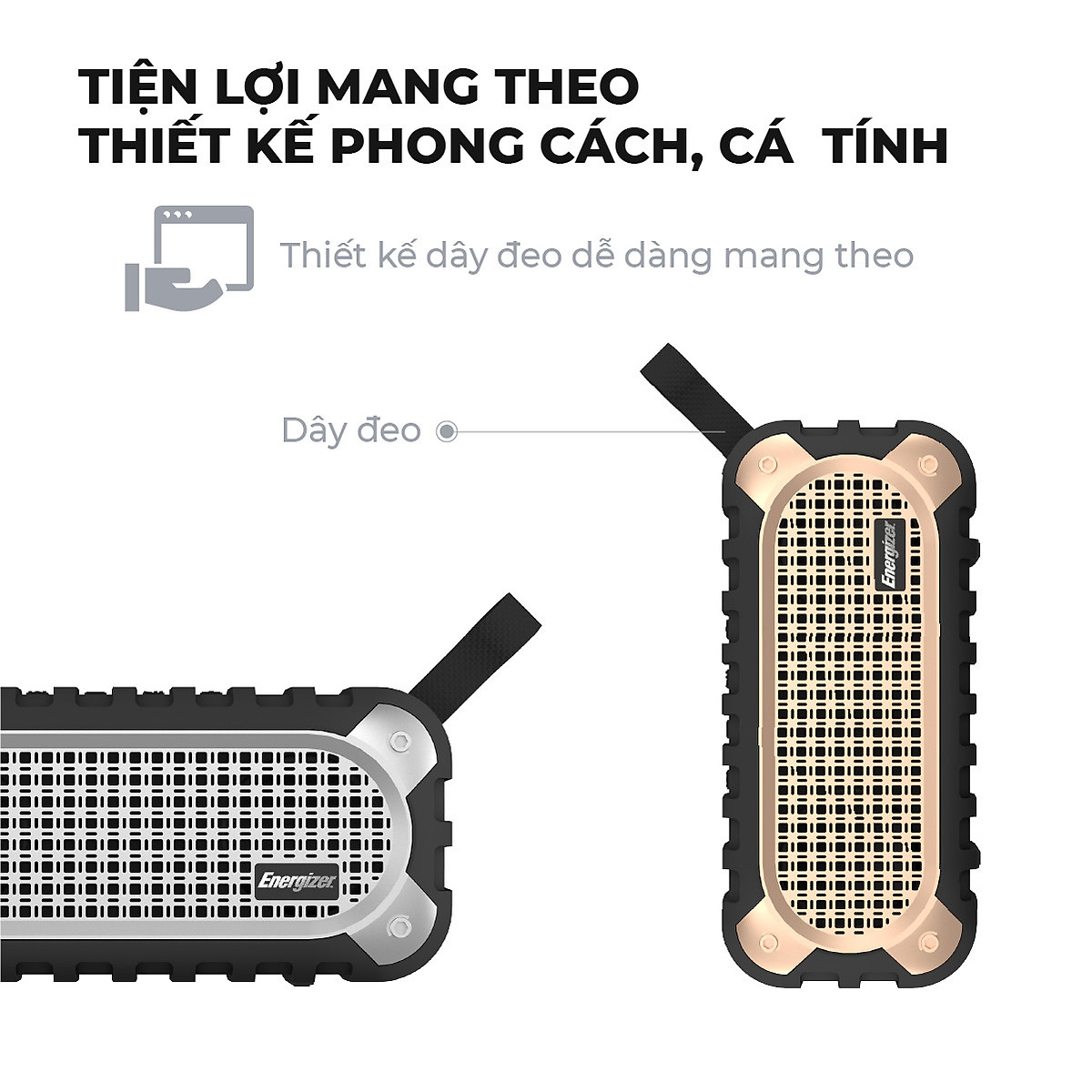 Loa Bluetooth di động Energizer BTS-106 kiêm sạc dự phòng - Kết nối bluetooth 5.0, Tích hợp micro, hỗ trợ FM radio, thẻ Micro SD, cổng sạc USB-A - HÀNG CHÍNH HÃNG