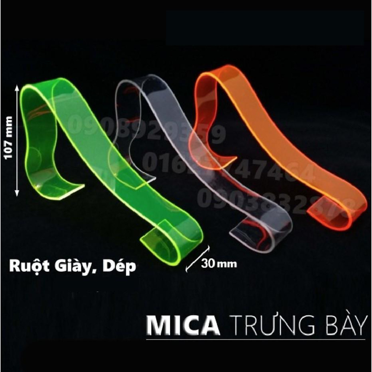 Combo 10 Ruột Mica TRẮNG BỀ BẢN 40mm Trưng Bày Nông Giày/Dép