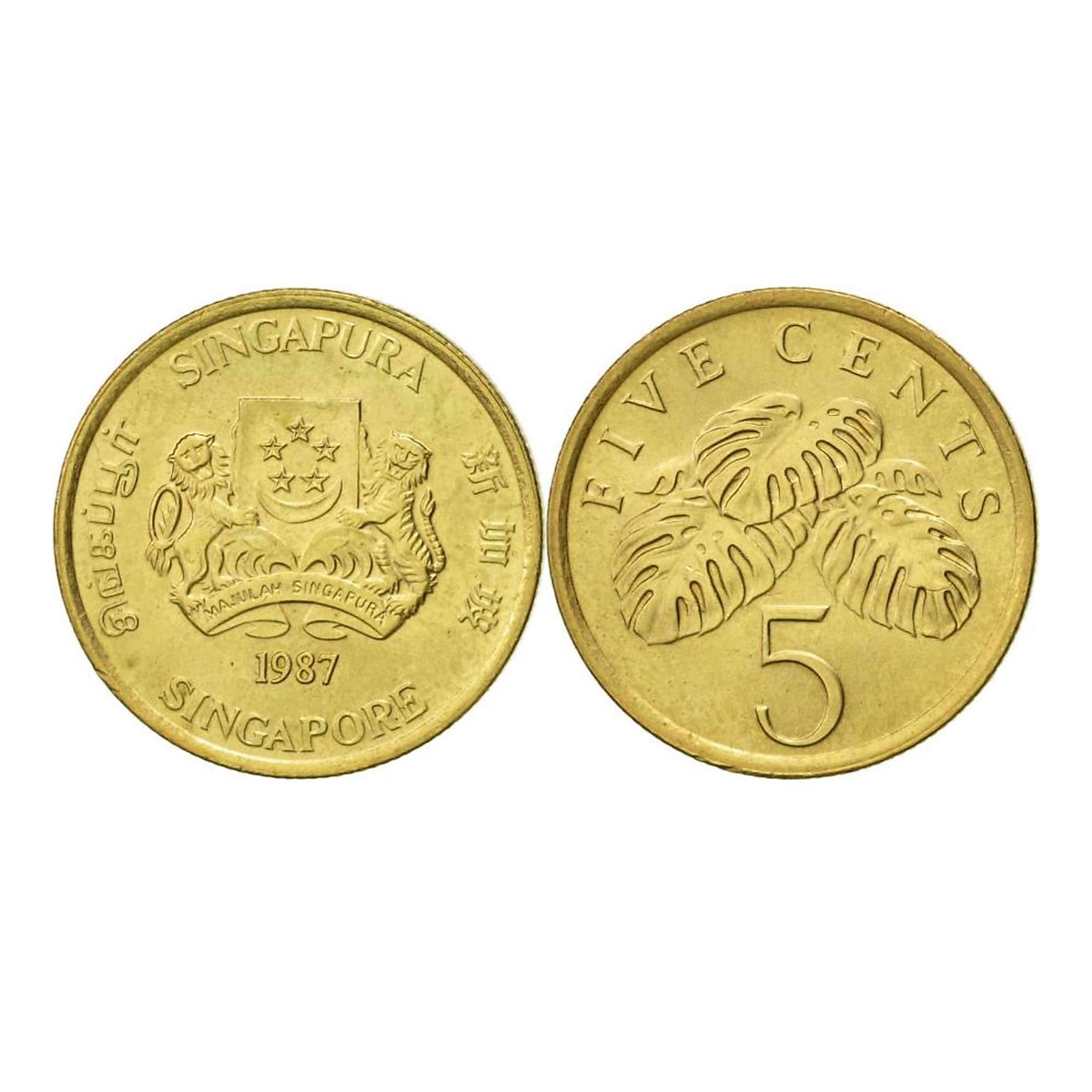 Đồng xu Singapore 5 cent phiên bản cũ - Vật phẩm phong thủy khác