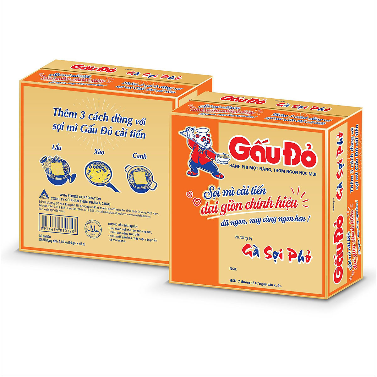 Thùng 30 Gói Mì Gấu Đỏ Gà Sợi Phở 63g