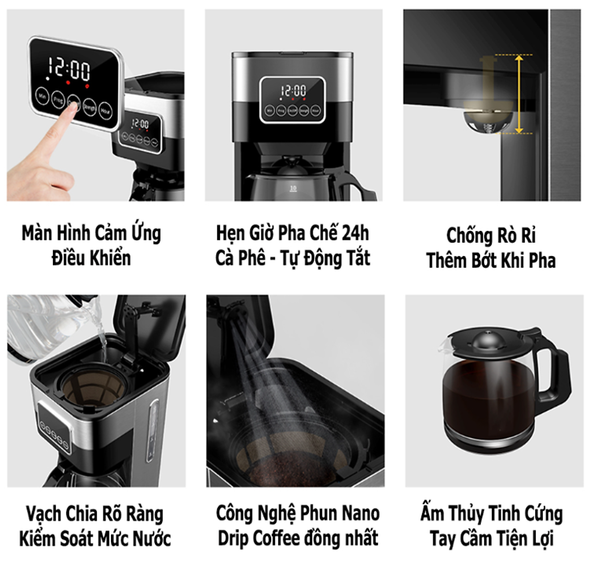 Máy pha cà phê tự động cao cấp Shardor CM1429TA-GS công suất 900W, dung tích 1500ml-Hàng chính hãng