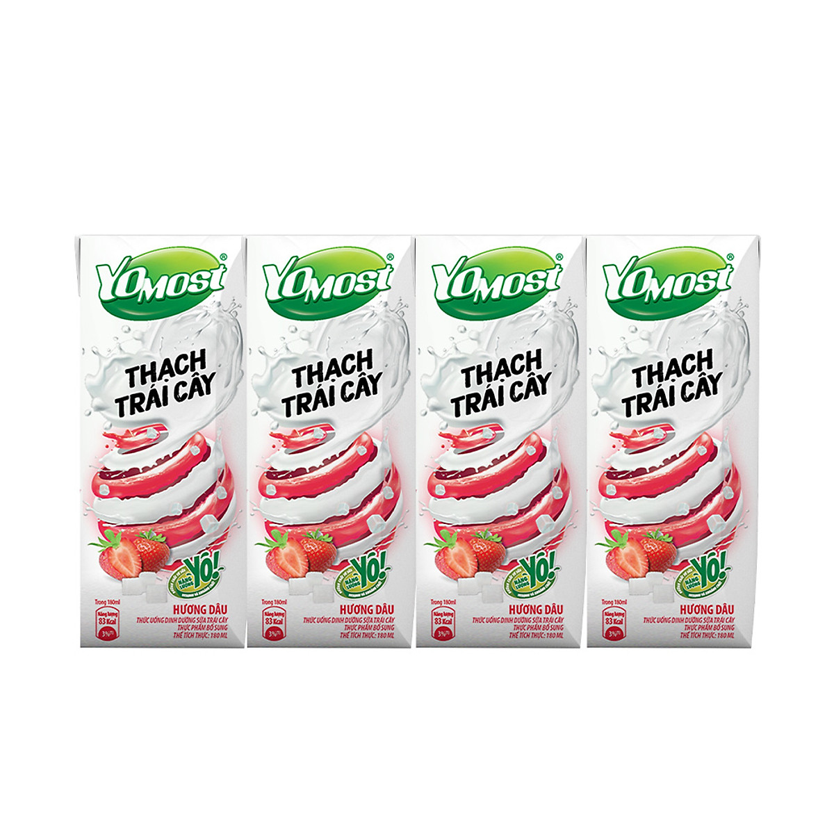 Thùng 48 Hộp Yomost Thạch Trái Cây Hương Dâu (48x180ml)