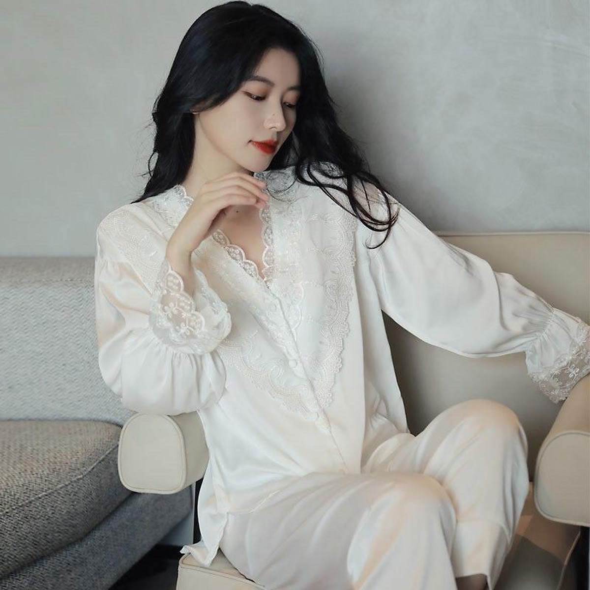 Váy ngủ dài phôm rộng kiểu dáng tiểu thư sang trọng 2 màu DN504  Đồ ngủ  Sexy Secrets  Eva Shop