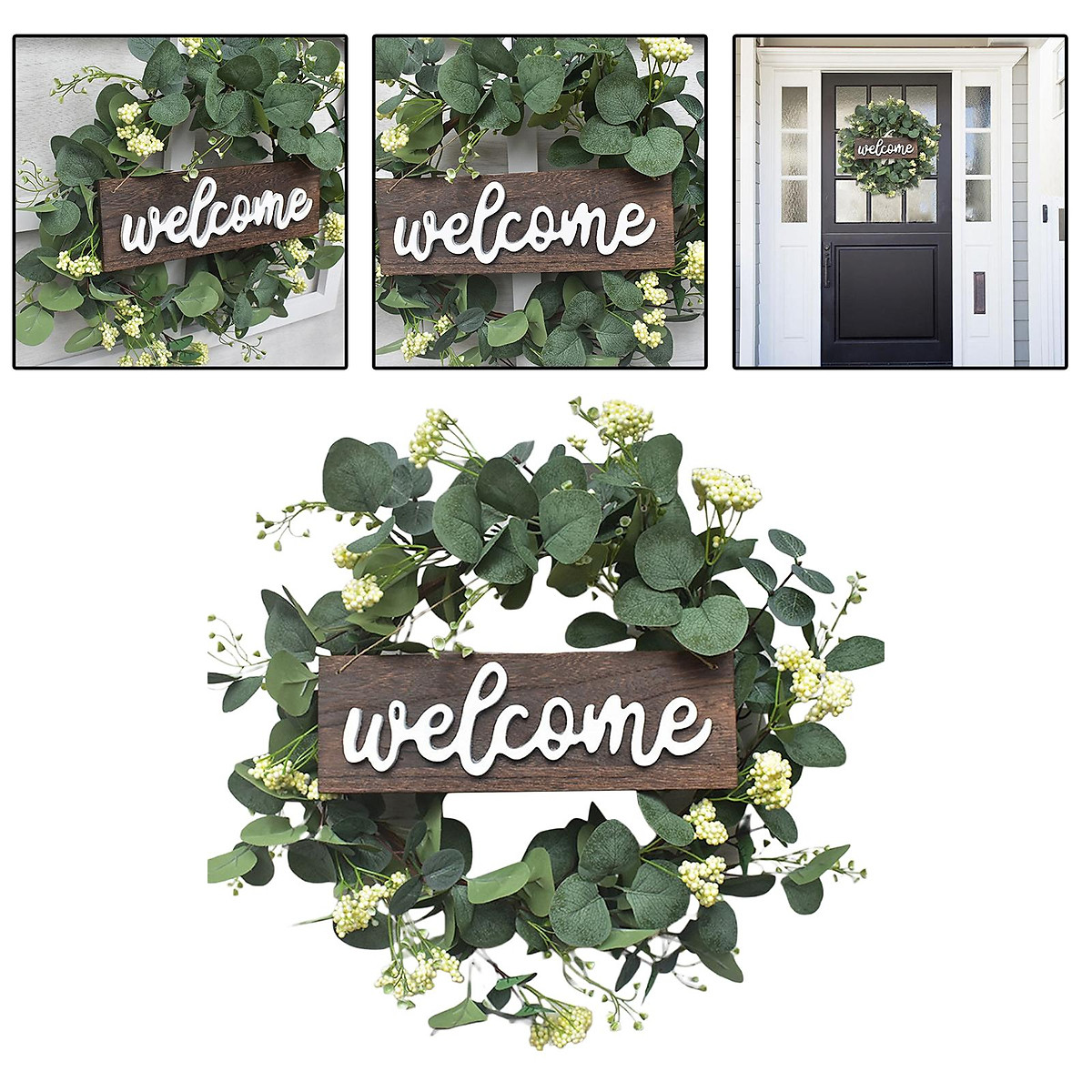 Welcome Sign Wooden Hanging Porch Wall Wreaths, Front Door Decor ...