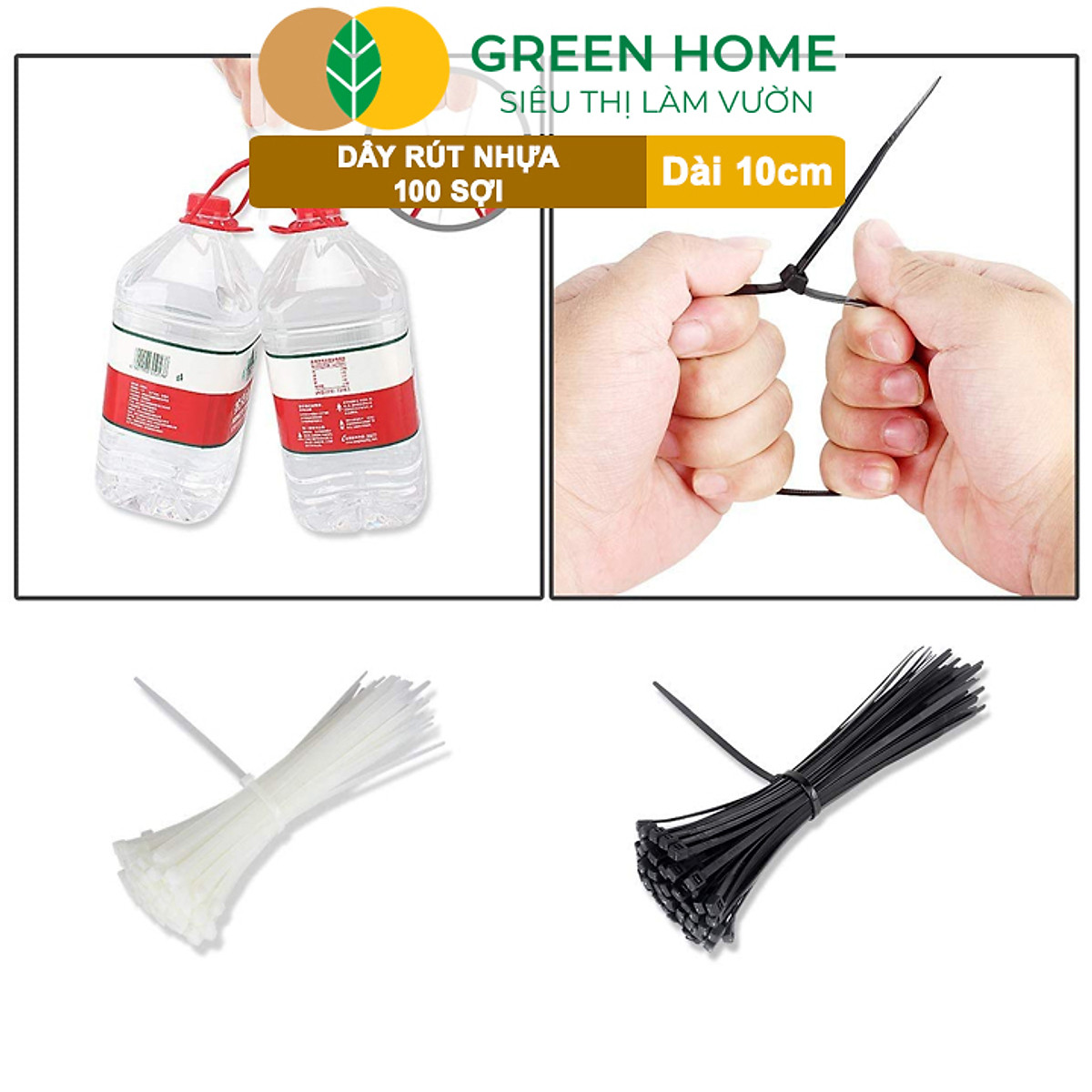 Dây rút nhựa, D10cm, bao 100 sợi, màu đen, siêu bền, dẻo, làm giàn, đỡ trái, cố định hàng rào, dây cáp điện |Greenhome