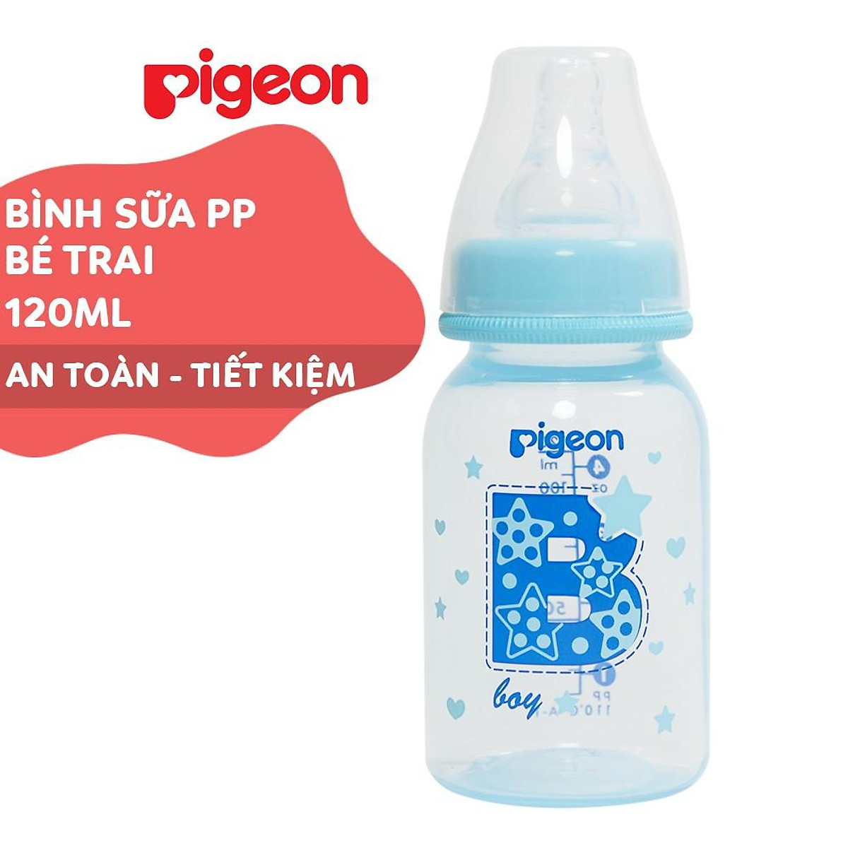 Bình sữa cổ hẹp PP cao cấp bé trai Pigeon 120ml/ 240ml
