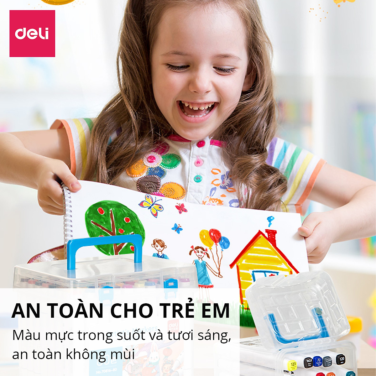 Bút màu marker hai đầu cao cấp Deli - 70801