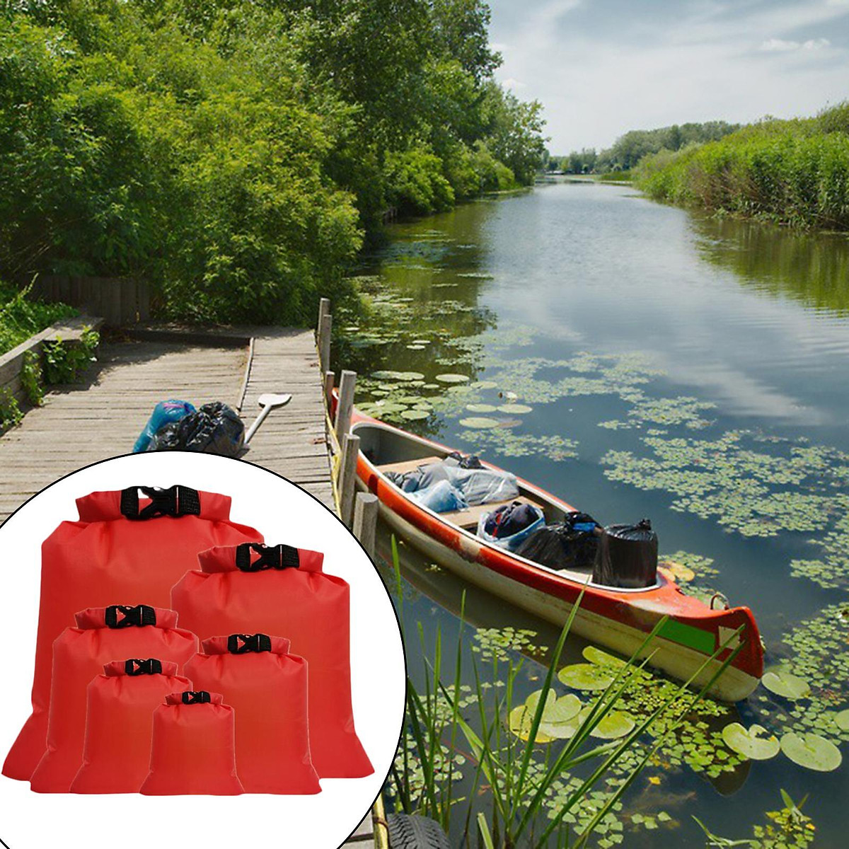 Sacchetti Impermeabili WOODFIB 6 Pezzi - 1.5L/2.5L/3L/3.5L/5L/8L, Per Kayak, Campeggio, Sport Acquatici - Foto 8