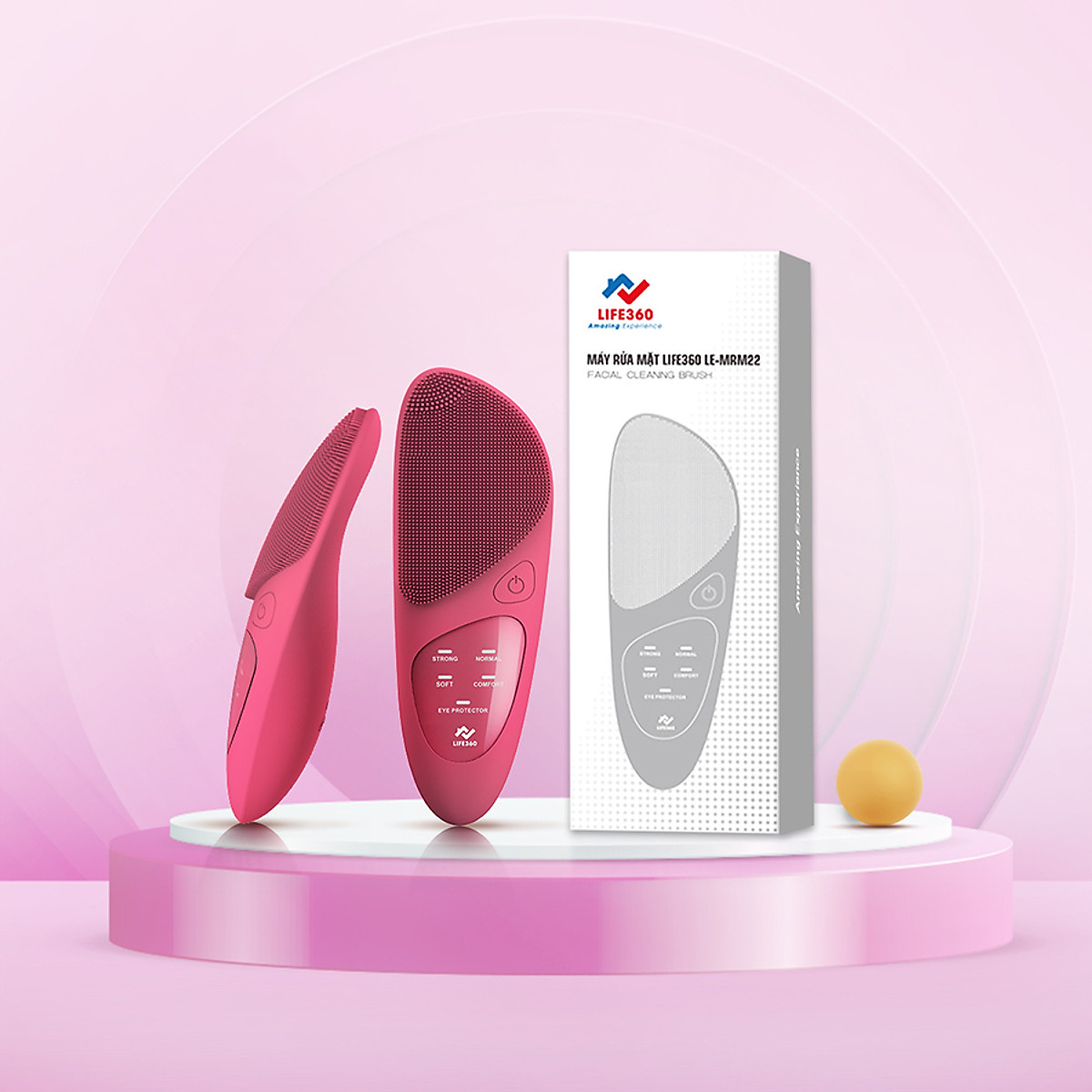Máy Rửa Mặt Silicone Siêu Mềm Life360 LE-MRM22 với 5 Chế Độ Rửa Mặt Sạch Sâu, Massage và Chườm nóng vùng mắt