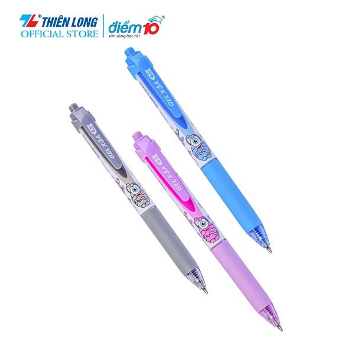 Combo 20 Bút Gel Thiên Long Mondee TP-GELE003 - 3 màu mực Xanh/ Tím/ Đen - Mực Xóa Được