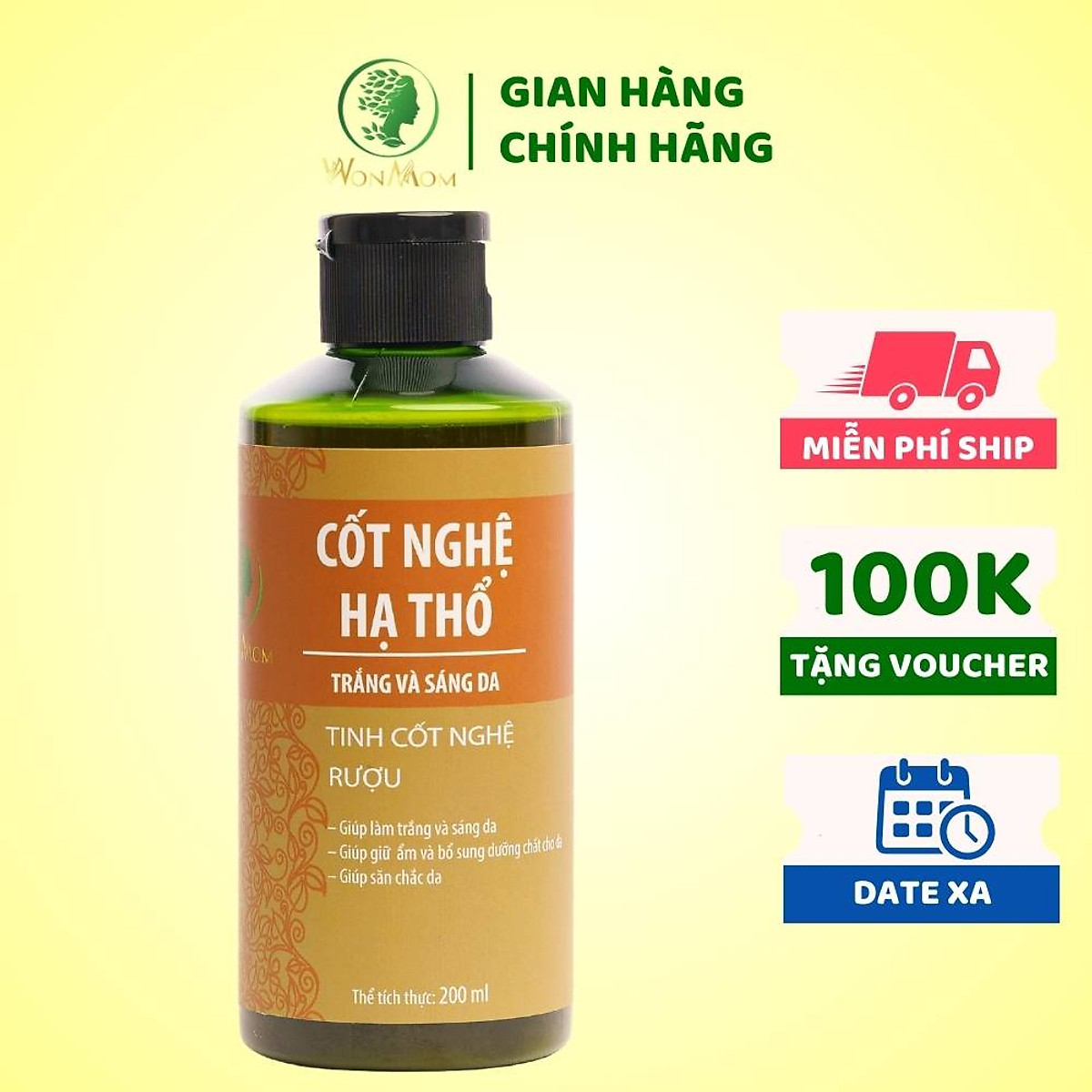 Cốt nghệ hạ thổ dưỡng trắng body, sạch thâm rạn, thơm tho body sau sinh Wonmom 200ml