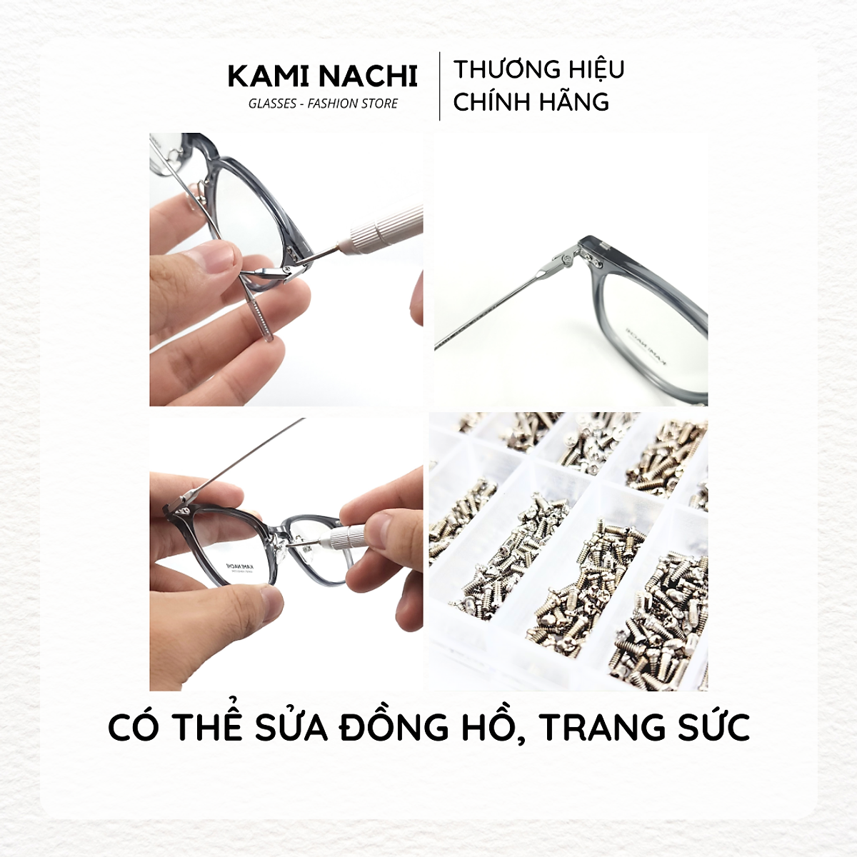 Bộ combo dụng cụ cơ bản KAMI NACHI sửa chữa kính tại nhà gồm ốc, đệm mũi, tua vít, nhíp
