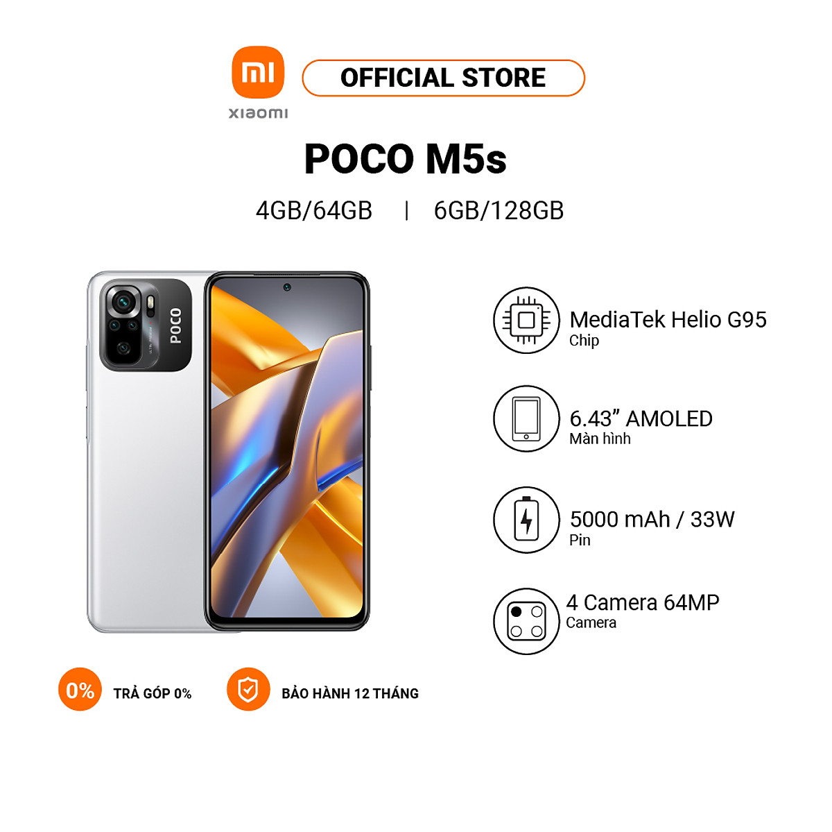 Điện thoại POCO M5s 4GB+64GB/6GB+128GB | Màn hình AMOLED | MediaTek