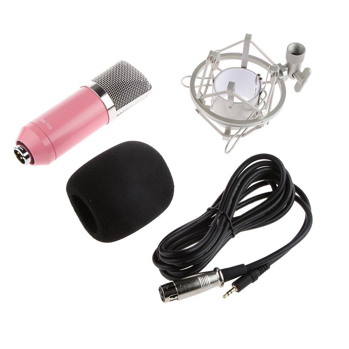 BM700 Condenser Microphone Shock Holder Vocal Mic Studio Sound Record Pink