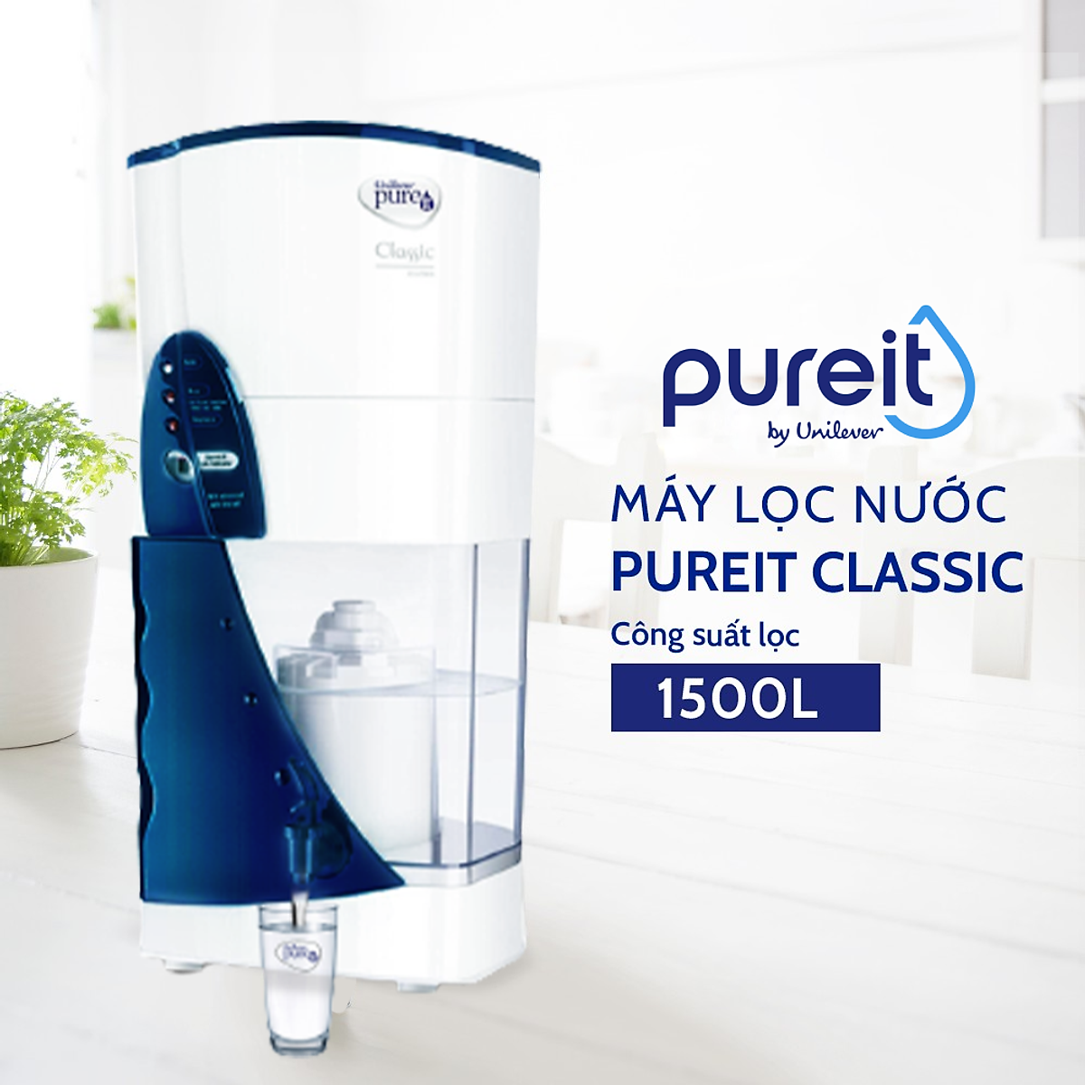 Máy lọc nước Pureit Classic + Bộ lọc đầy đủ thay thế máy lọc nước 3000L và Màng lọc cặn - Hàng chính hãng
