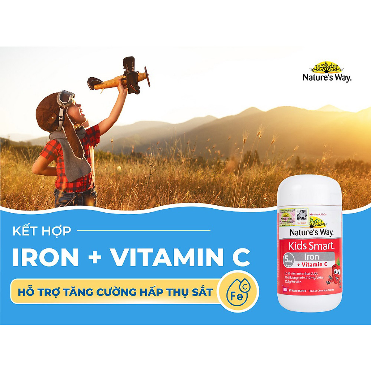 Nature's Way Kids Smart IRON C - Bổ Sung Sắt Cho Trẻ Em (50 viên /Lọ)