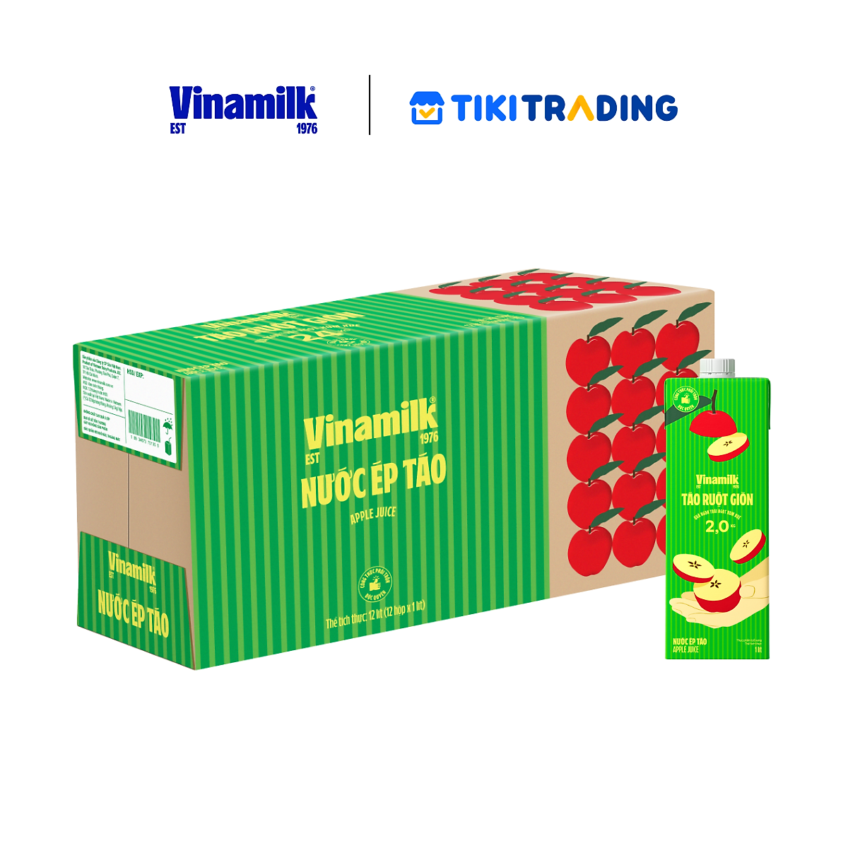 Thùng 12 hộp VFRESH Nước táo ép 100% (1Lx 12 hộp)
