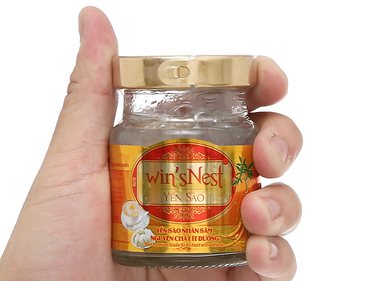 Yến Sào win'sNest Tổ Yến Chưng Sẵn 20% Nhân Sâm Ít Đường (6 Lọ/Hộp) Món quà sức khỏe KÈM TÚI
