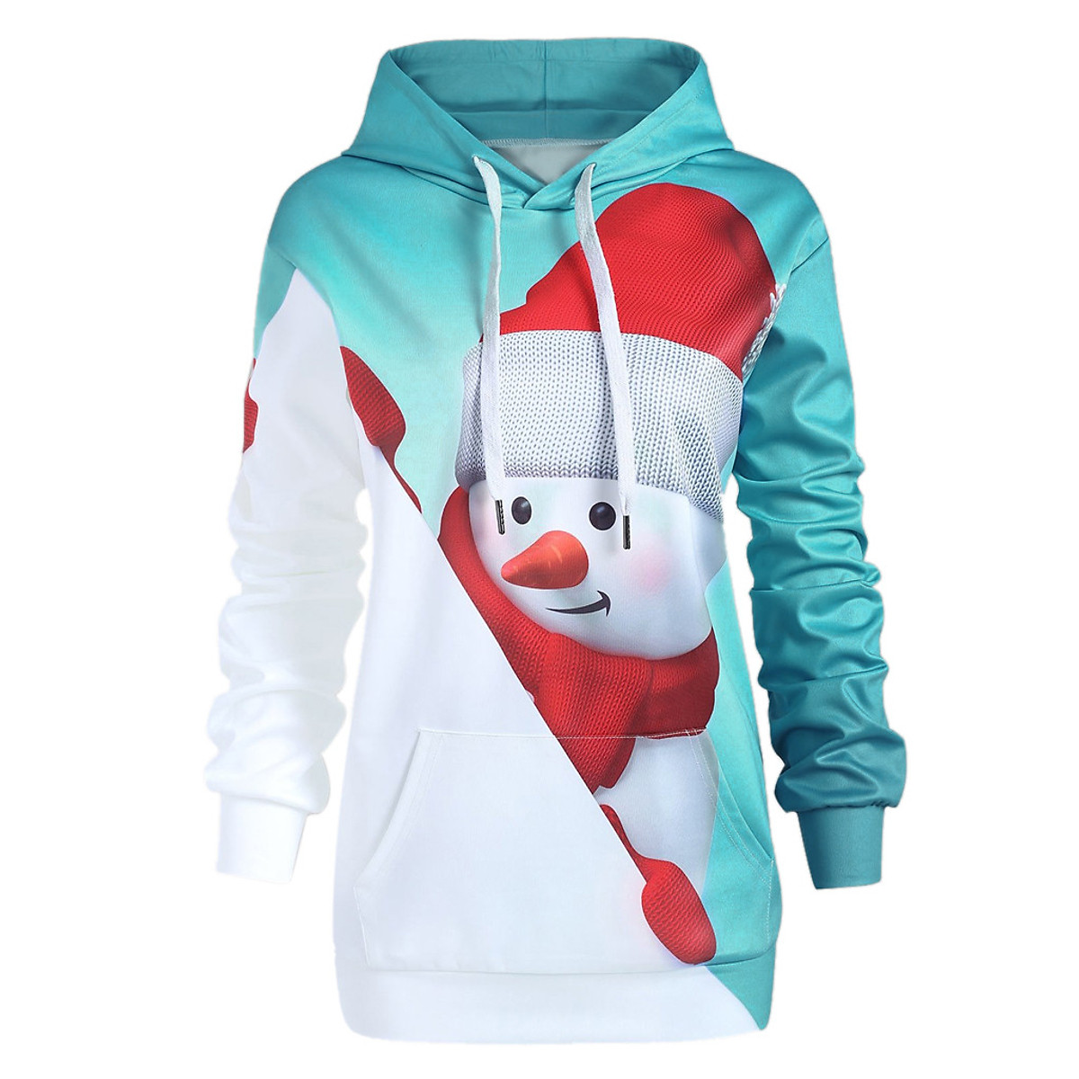 Mua Women Hoodie Christmas Kangaroo Pocket Cartoon Snowman Print Sweatshirt Pullover Mua Women Hoodie Christmas Kangaroo Pocket Cartoon Snowman Print Sweatshirt Pullover