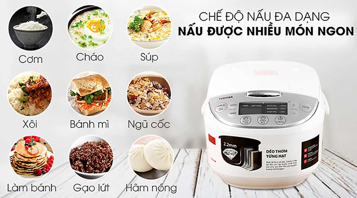 Nồi Cơm Điện Tử Toshiba RC-18DH2PV(W) (1.8 Lít) - Hàng chính hãng