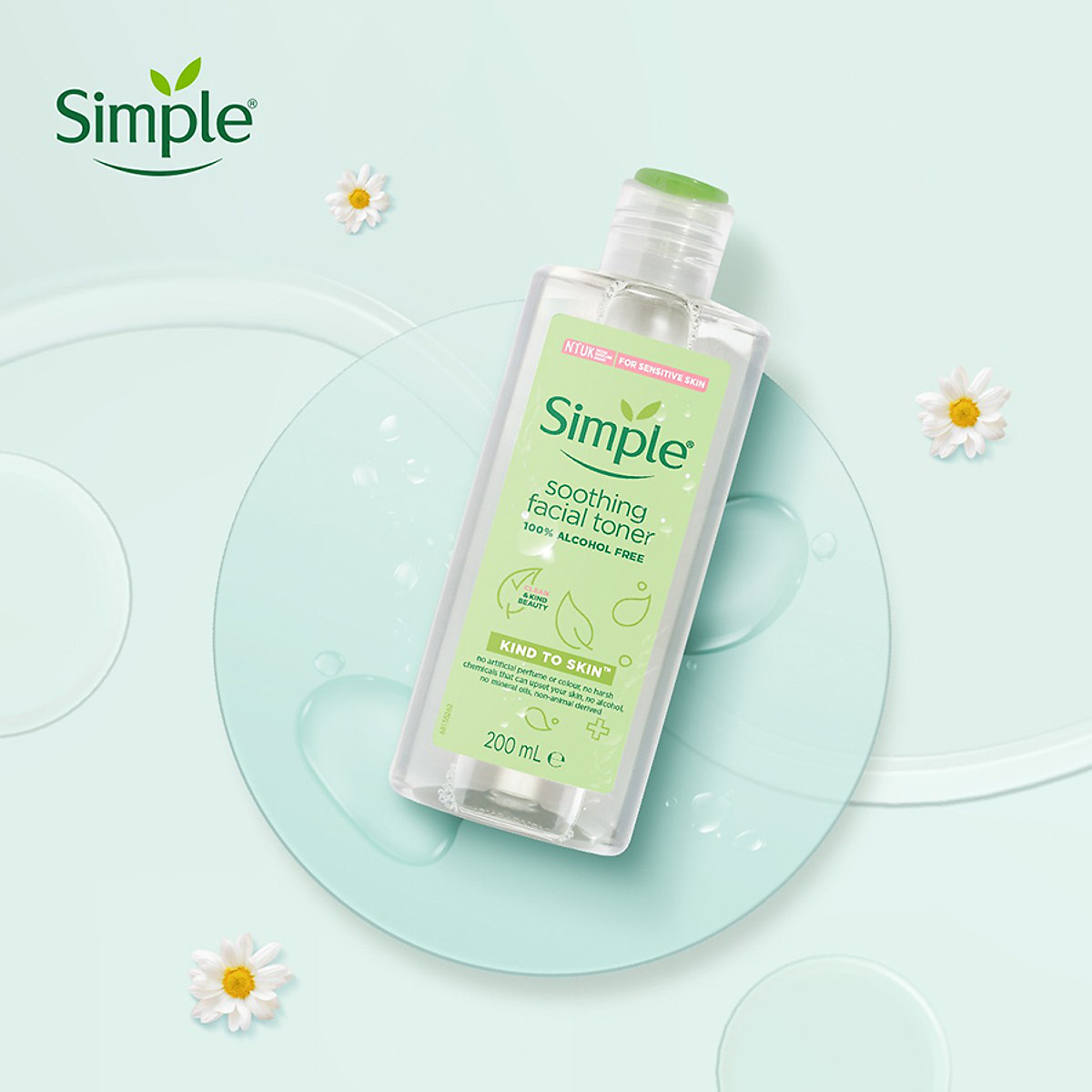 Nước hoa hồng Simple Toner làm dịu và cân bằng độ ẩm cho da - lành tính không chứa cồn 200ml [Chính hãng độc quyền]