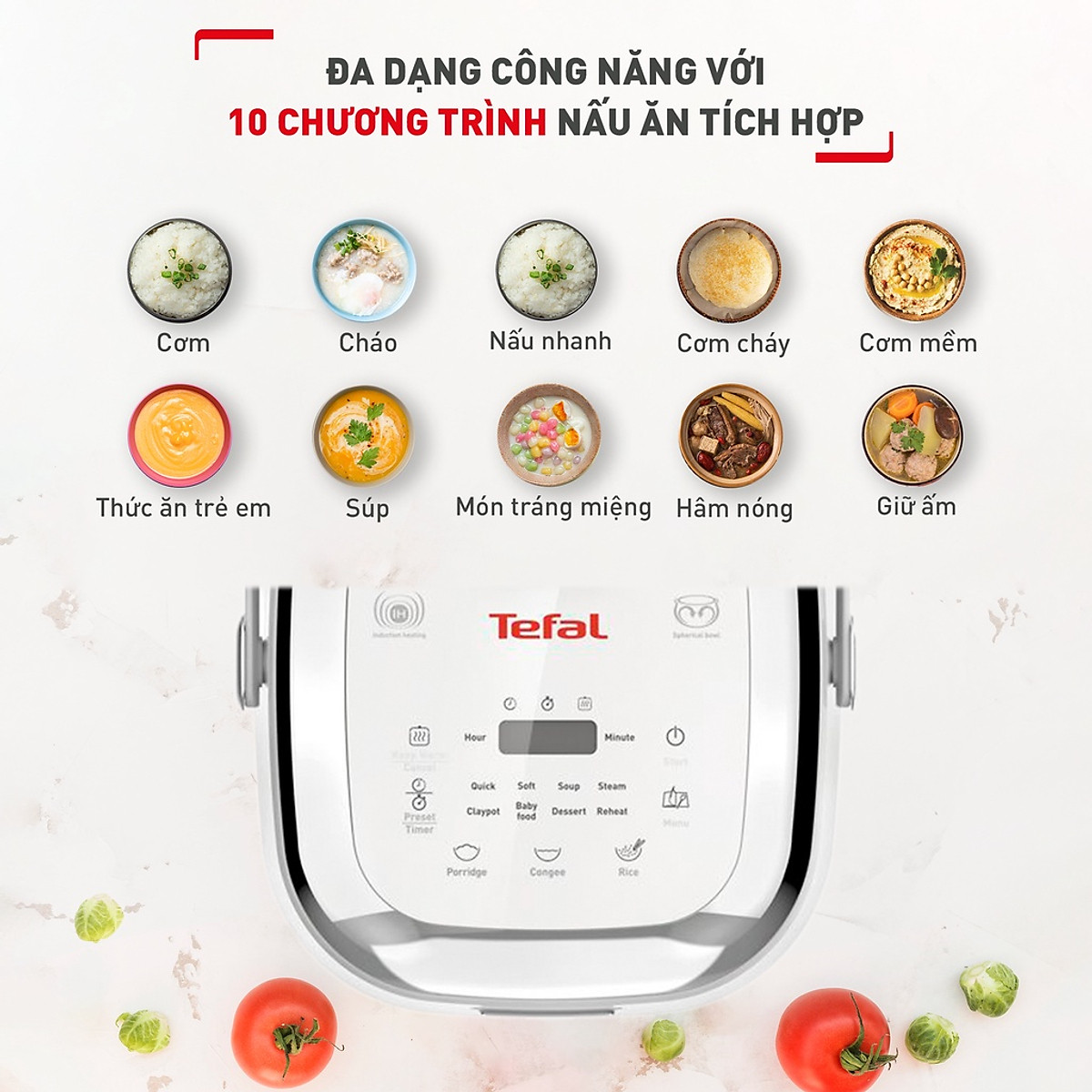Nồi cơm điện tử cao tần Tefal mini 0.7L RK604165 - Hàng chính hãng