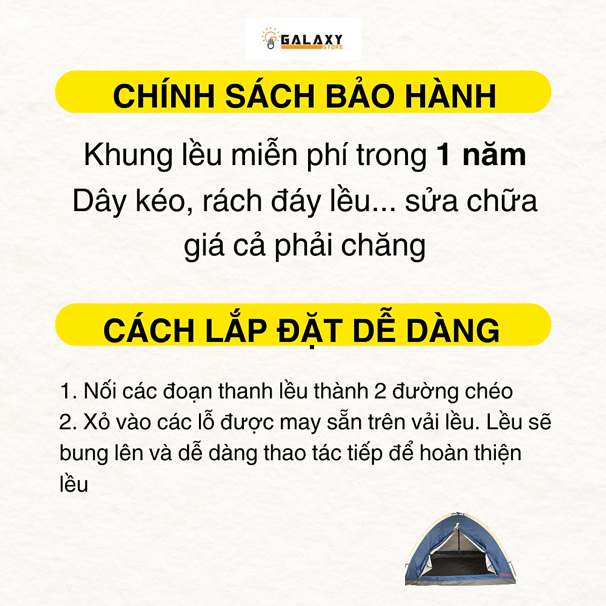 Lều Cắm Trại Chơi Nhà Lều Cho 1-4 Trẻ Em Galaxy Store GLTE05, Hàng Chính Hãng Có Khung Chắc Chắn Kích Thước Gọn Nhẹ