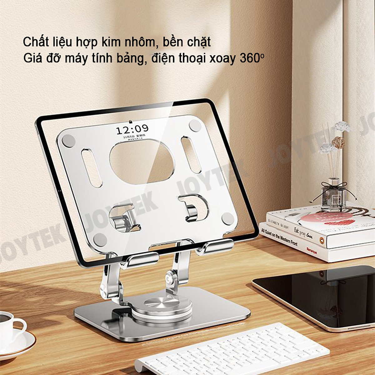 Giá Đỡ Hợp Kim Nhôm Để Bàn Xoay 360 Độ Cho Điện Thoại, Máy Tính Bảng, Iphone, Ipad L06 - Hàng chính hãng