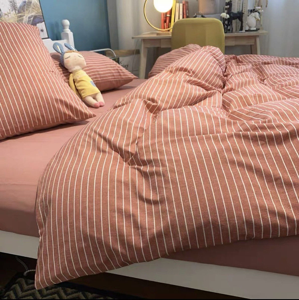 Bộ chăn ga gối cotton tici kẻ LIDACO cao cấp (Nhiều mẫu lựa chọn)
