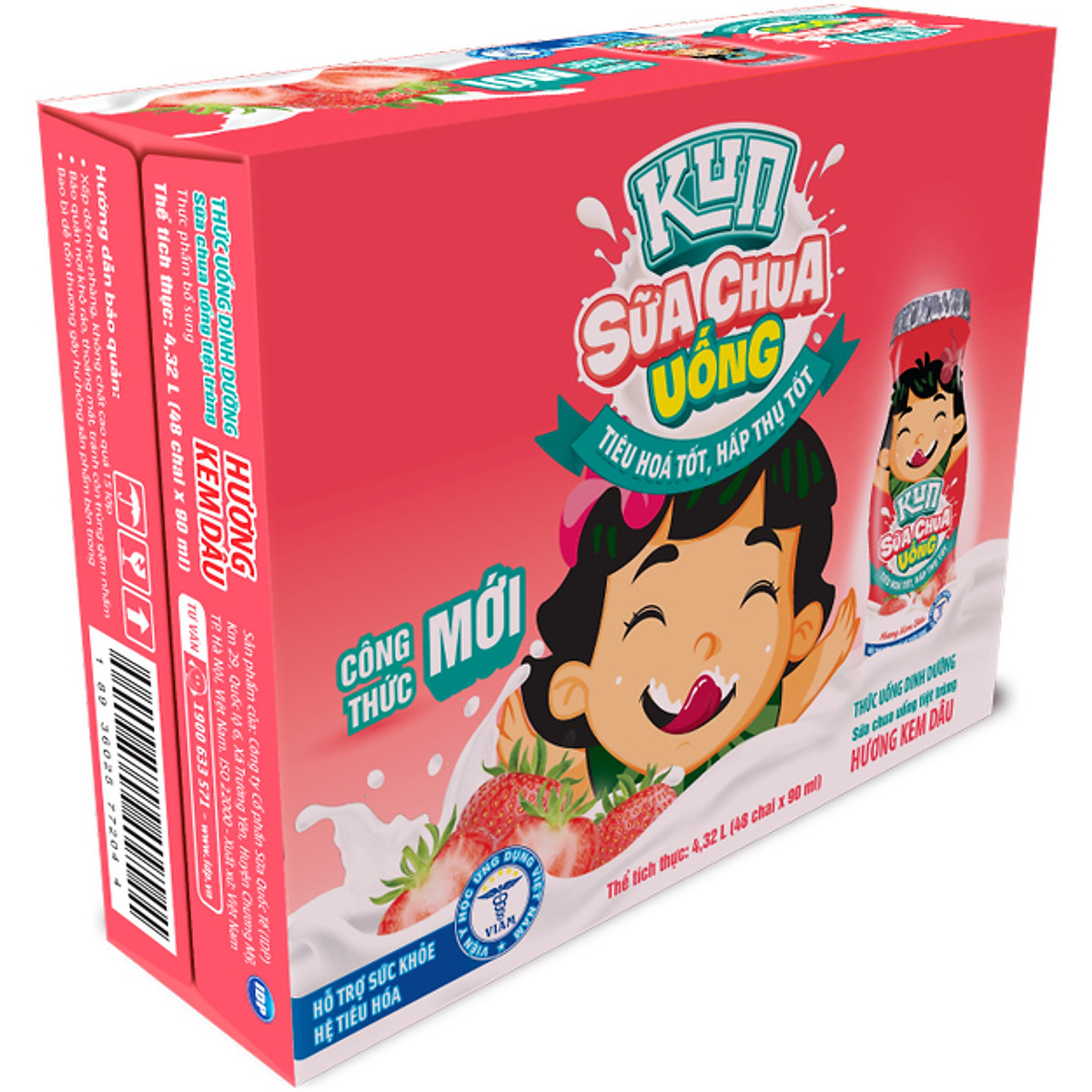 Thùng 48 Hộp Sữa Trái Cây Hương Dâu KUN 110ml/hộp