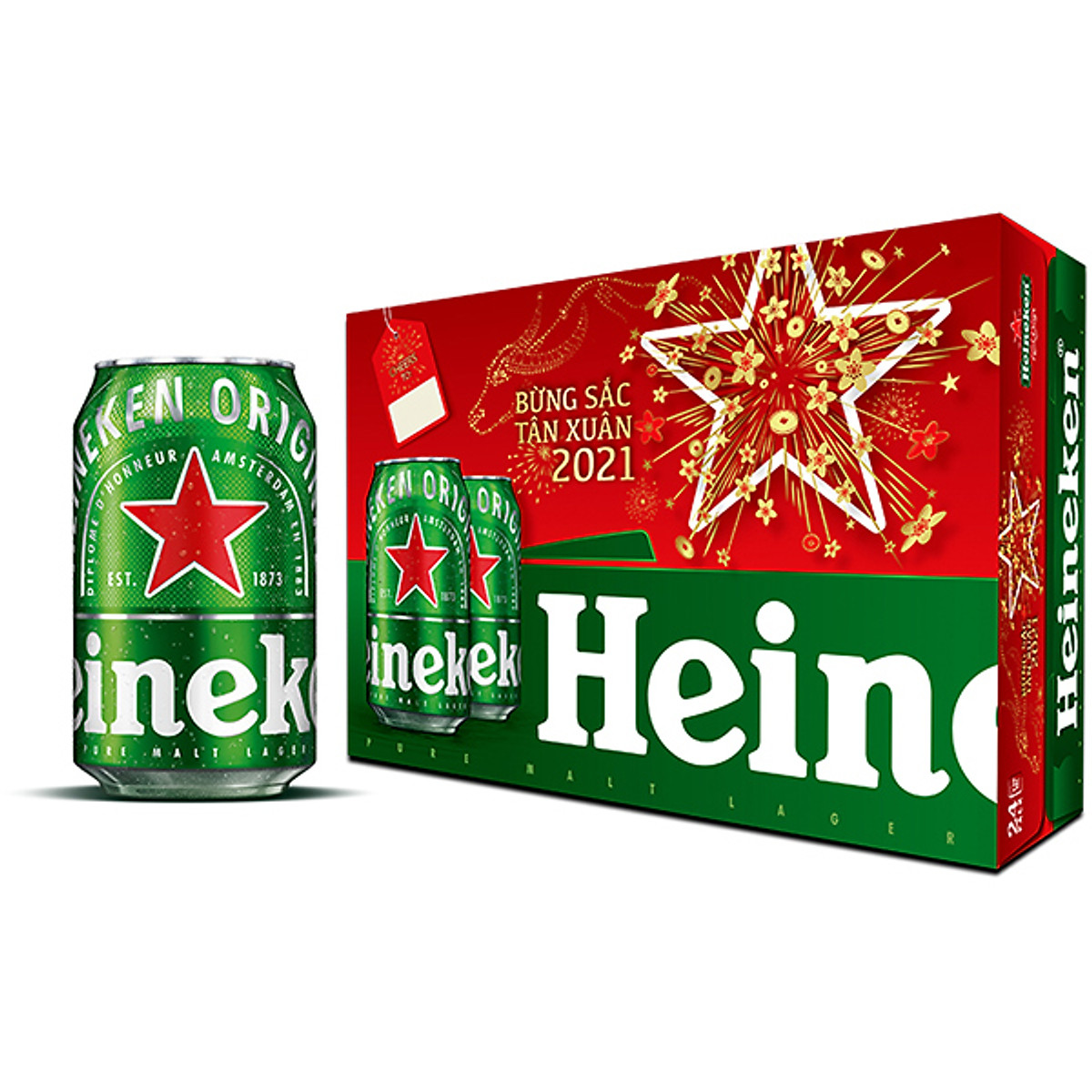 Thùng Bia Heineken 24 Lon Thường (330ml / Lon) - Bao bì Xuân - Bia ...
