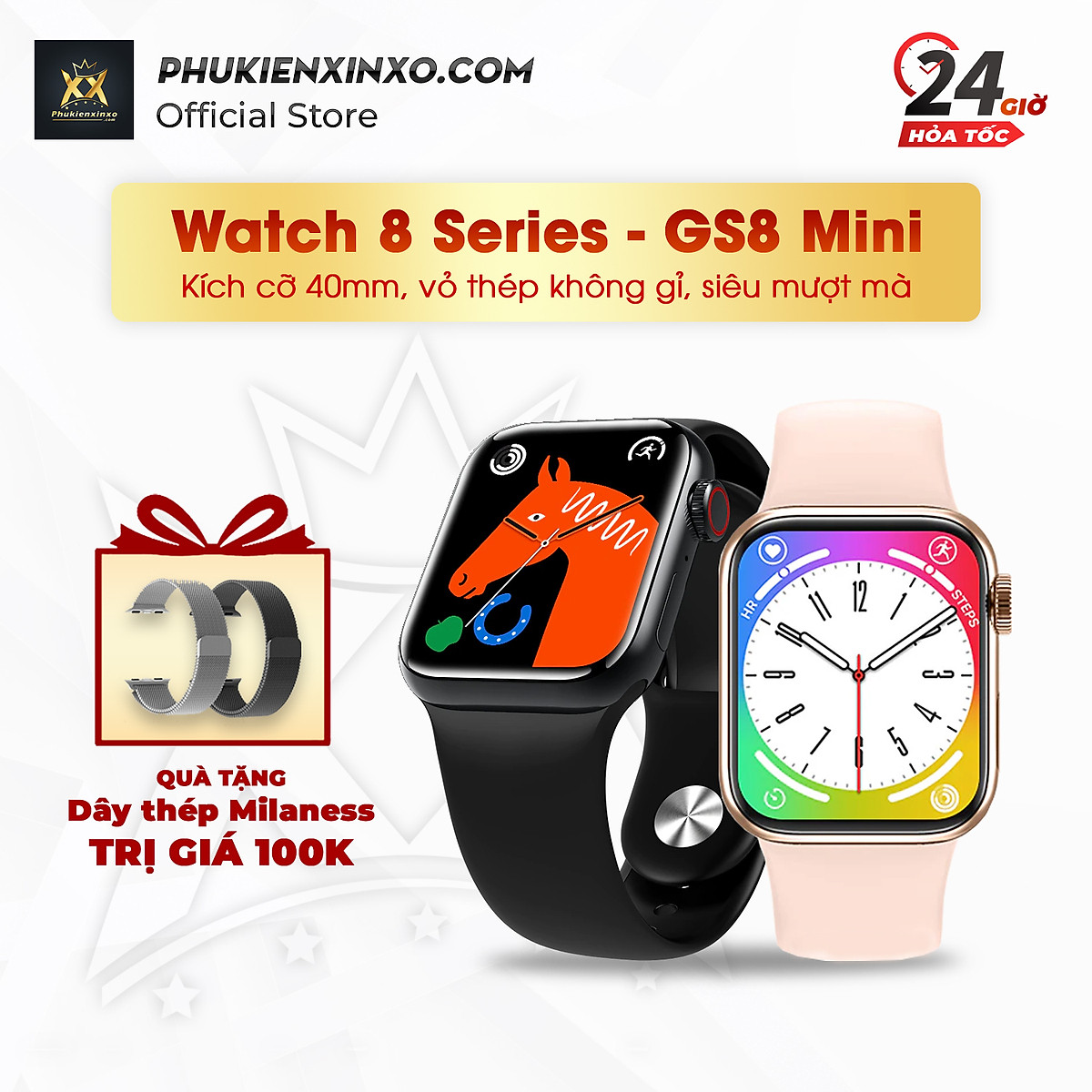 Đồng hồ thông minh Watch 8 GS8 Mini 41mm Viền thép màn hình full ...