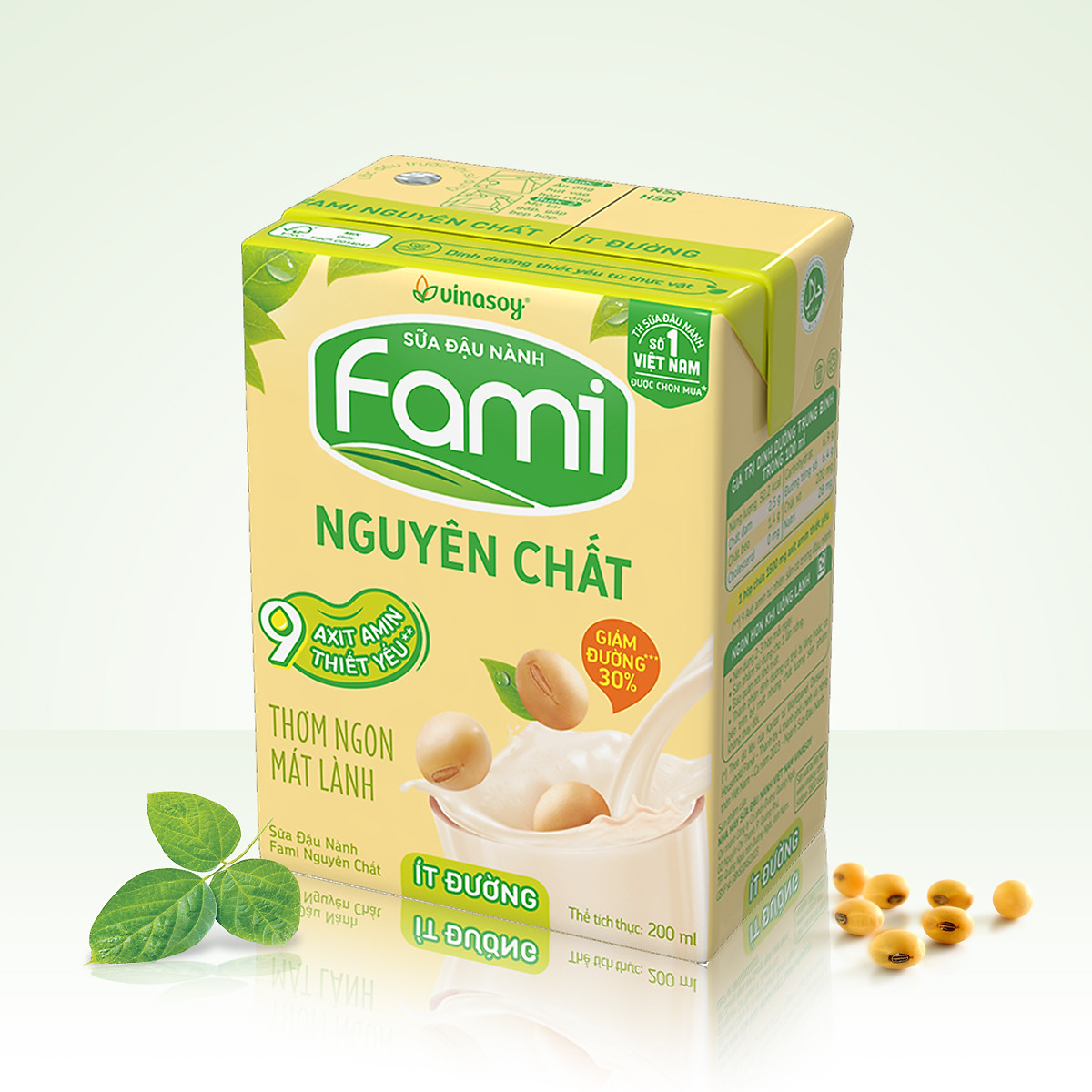 Thùng Sữa đậu nành Fami Nguyên Chất ít đường (200ml x 36 Hộp)