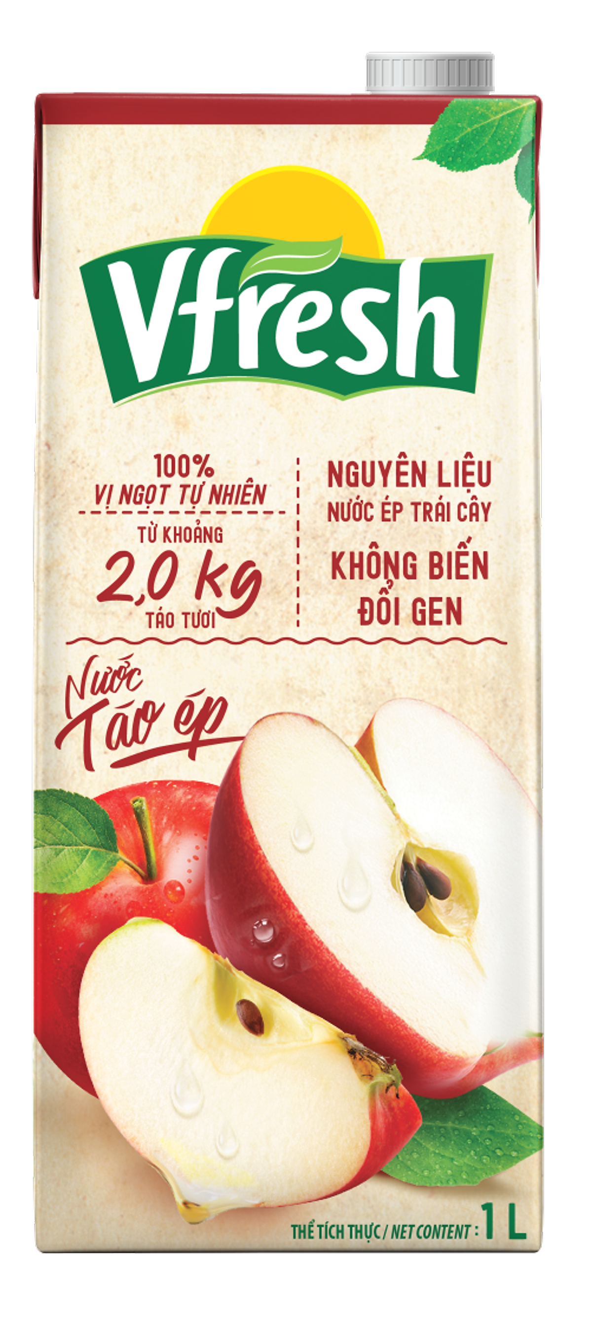Thùng 12 hộp VFRESH Nước táo ép 100% (1Lx 12 hộp)